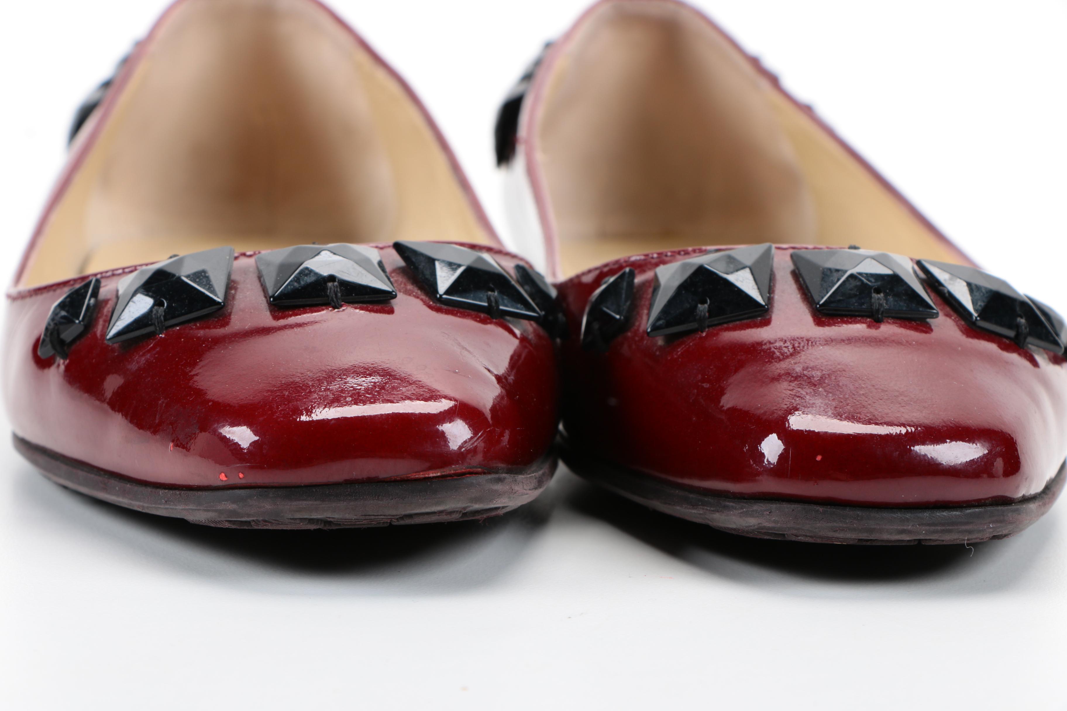 Jimmy Choo London Watson Burgundy Flats