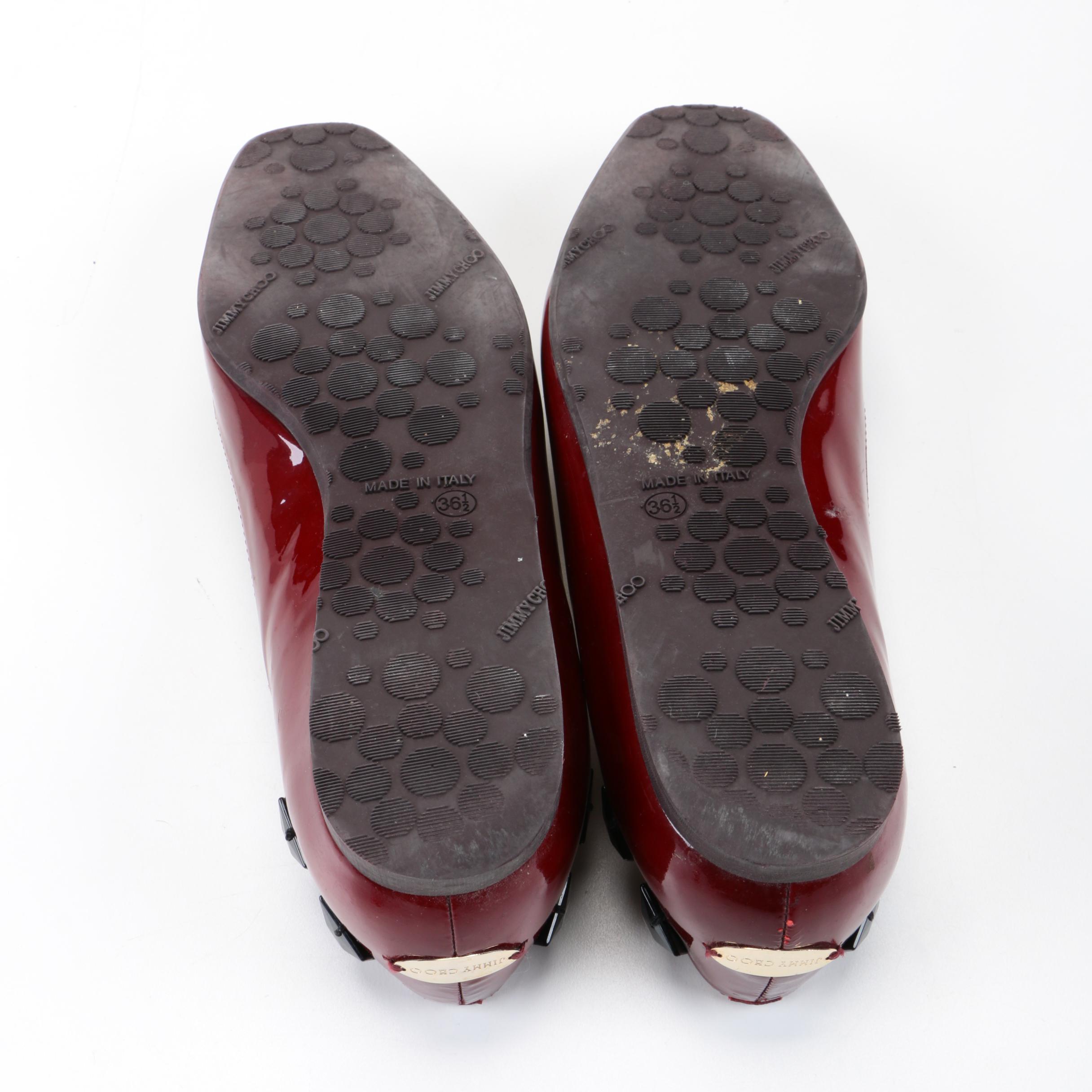 Jimmy Choo London Watson Burgundy Flats