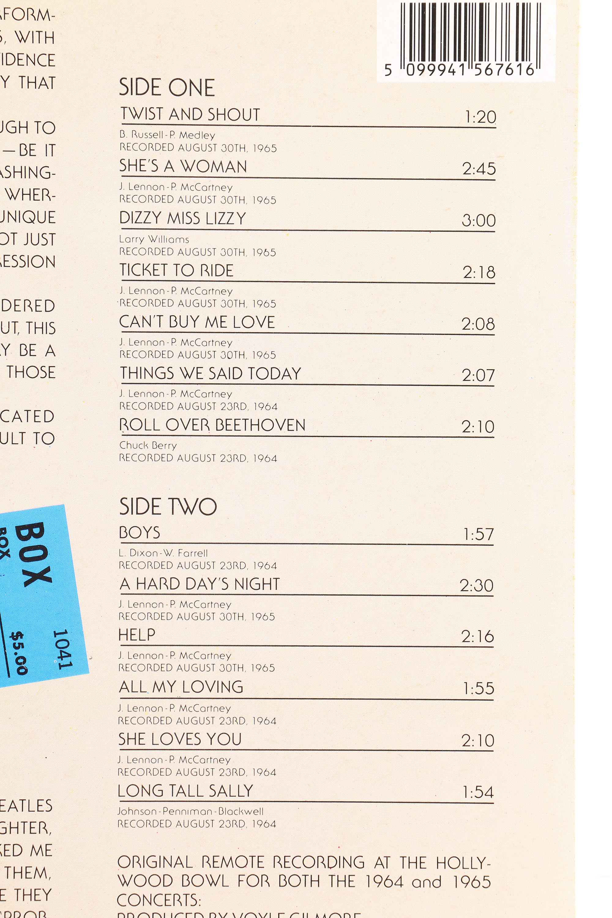 The Beatles "At The Hollywood Bowl" UK Stereo Pressing LP