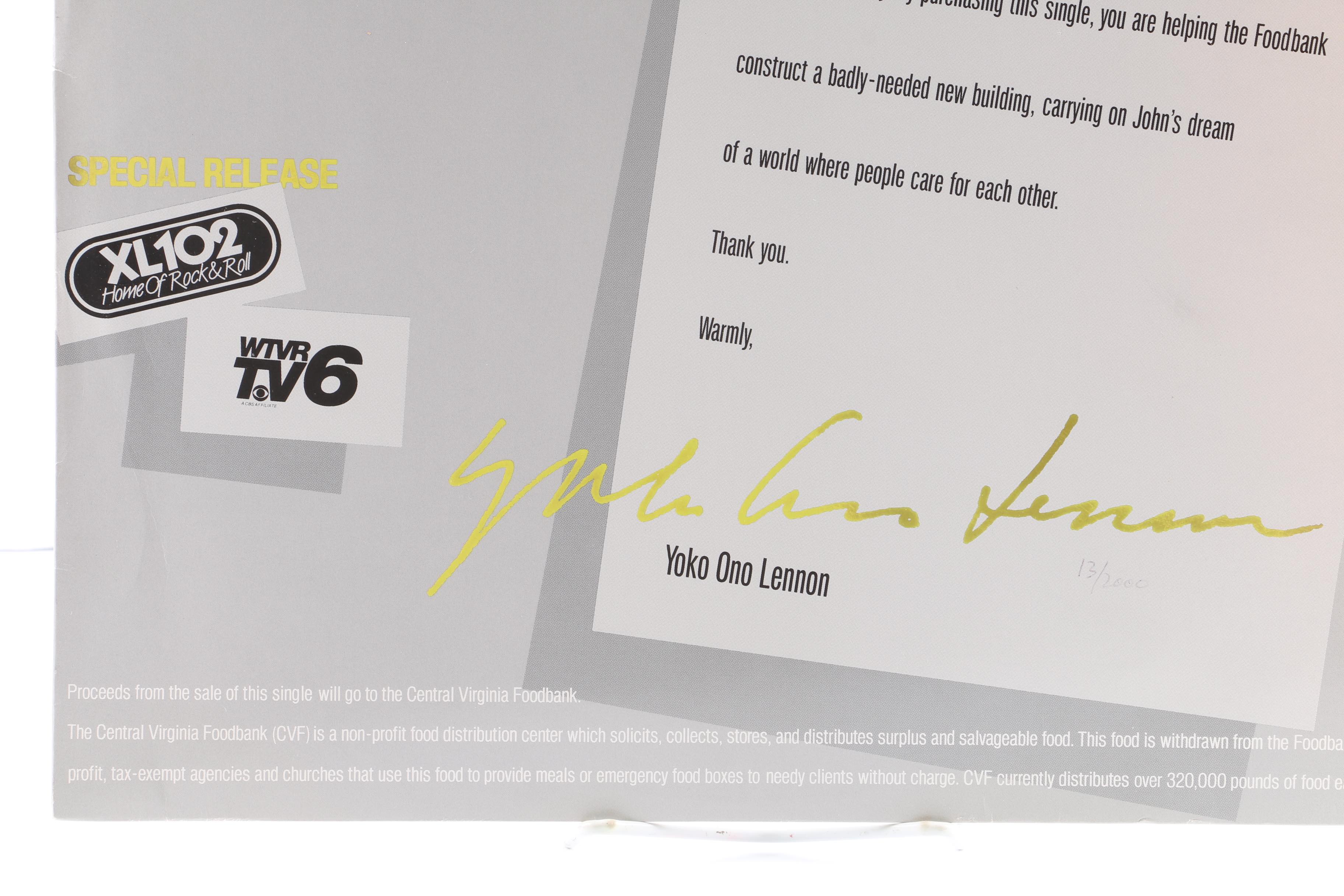 John Lennon "Happy Xmas (War Is Over)" Promotional 12" Single on Colored Vinyl