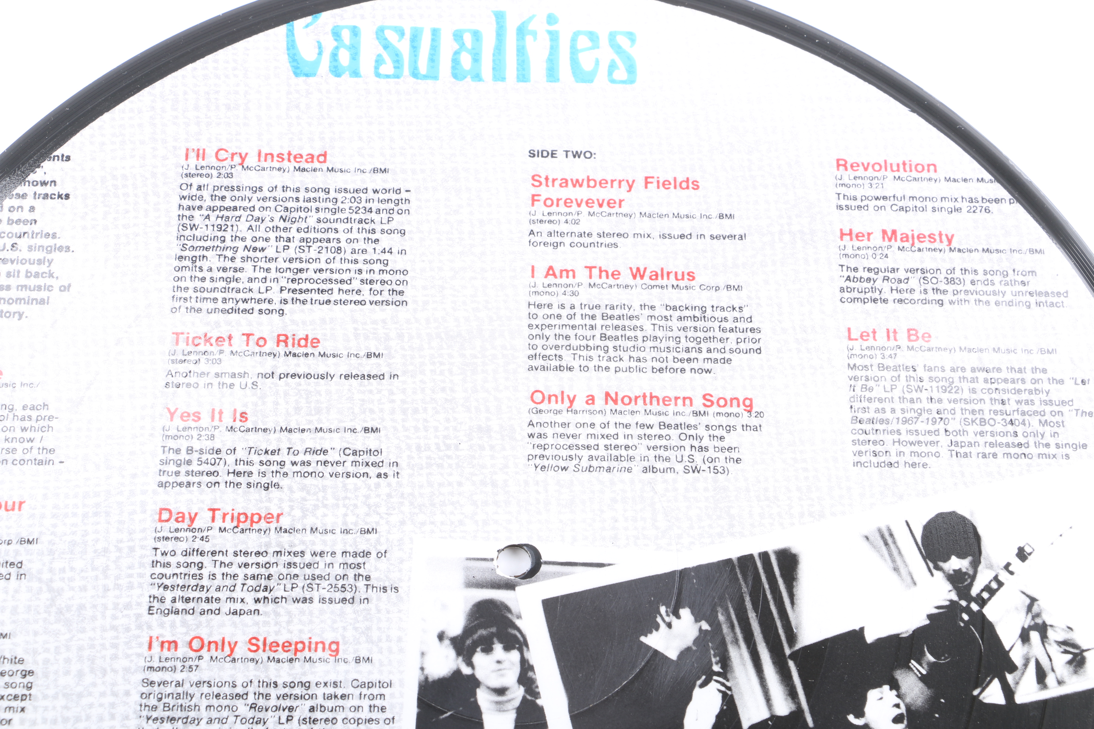 "The Beatles Casualties" 1980 Fan Club Picture Disc