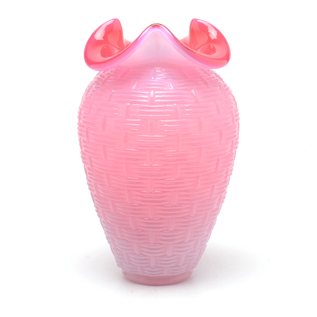 Fenton Cranberry Opalescent Cased Glass Vase