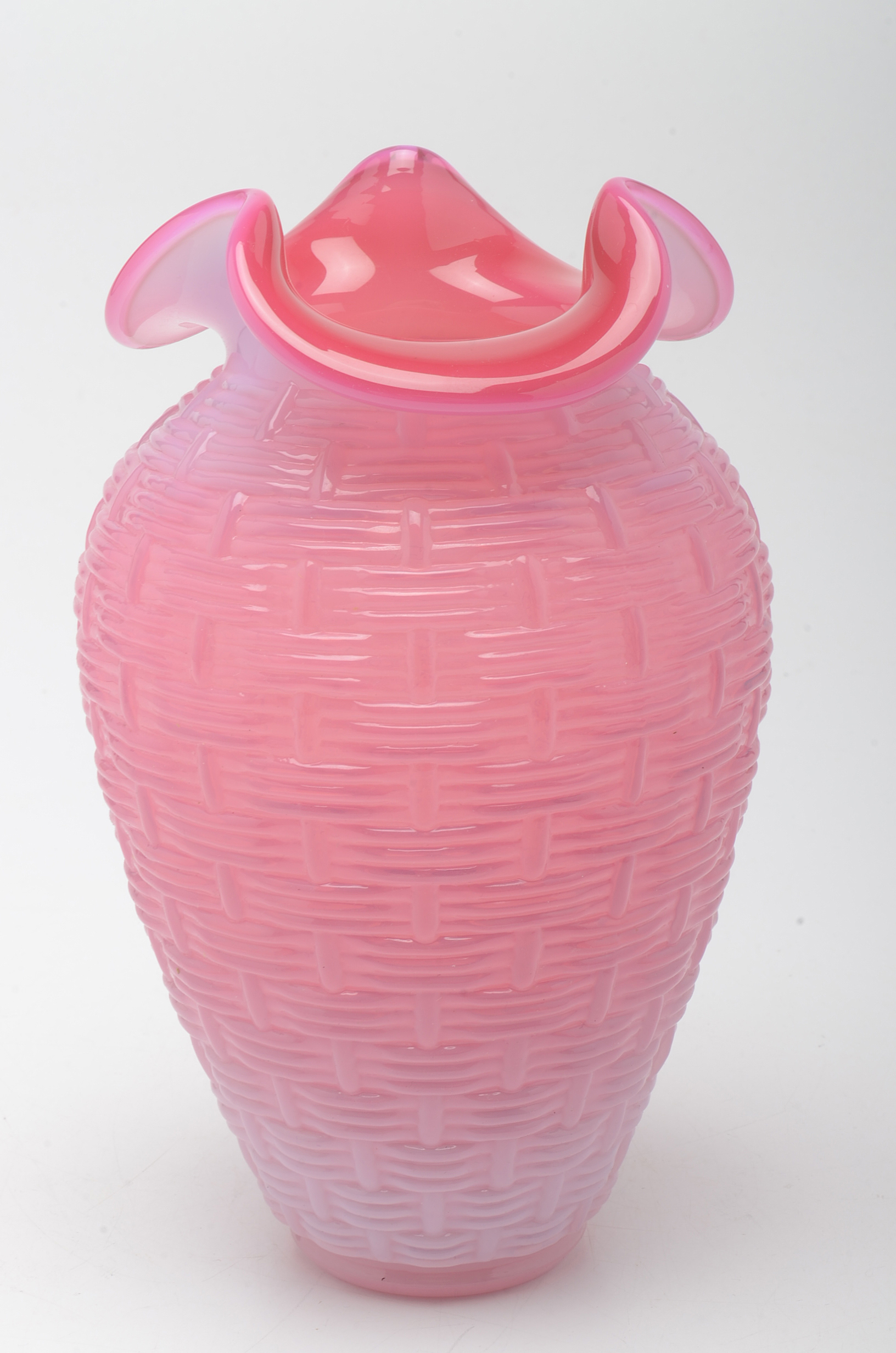 Fenton Cranberry Opalescent Cased Glass Vase