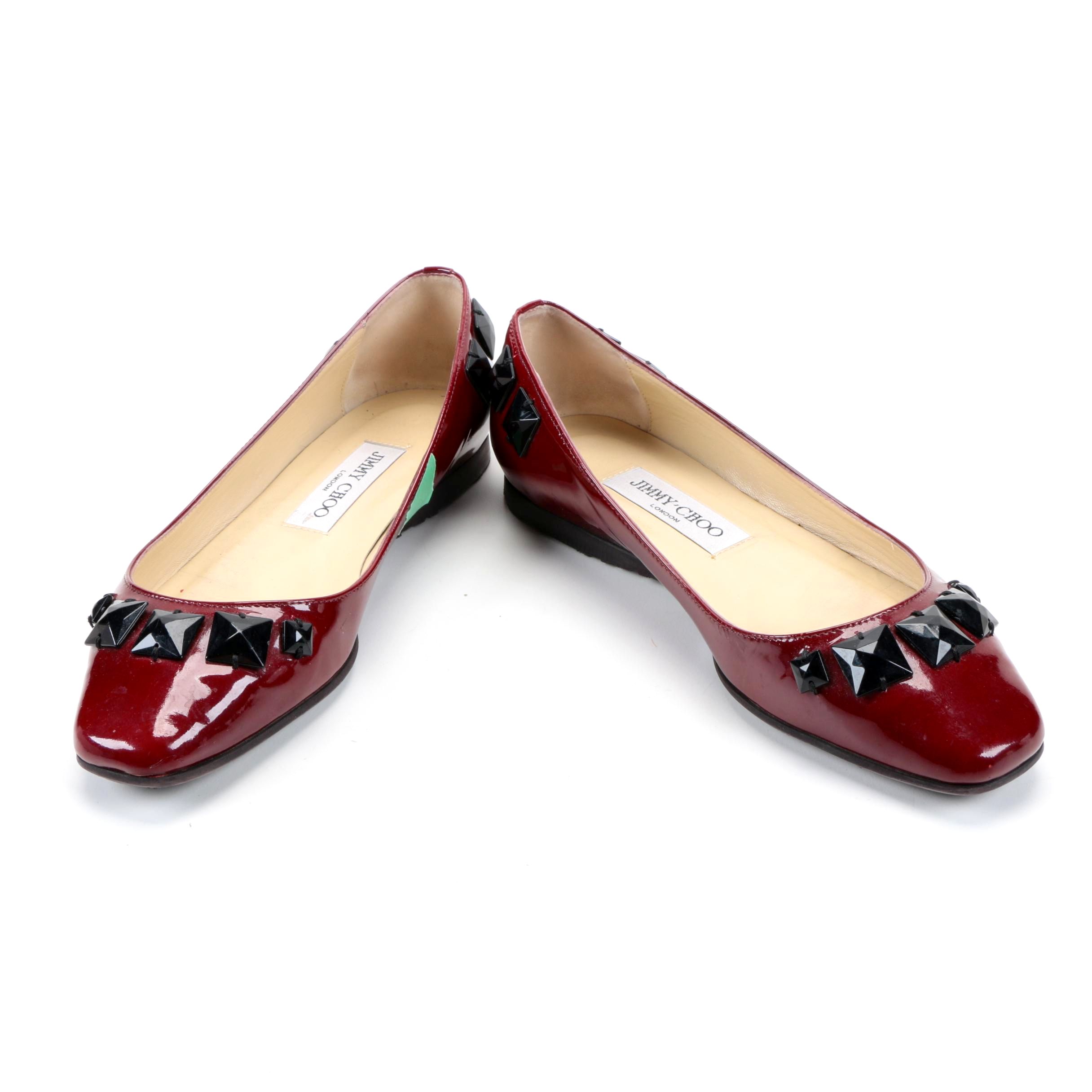 Jimmy Choo London Watson Burgundy Flats
