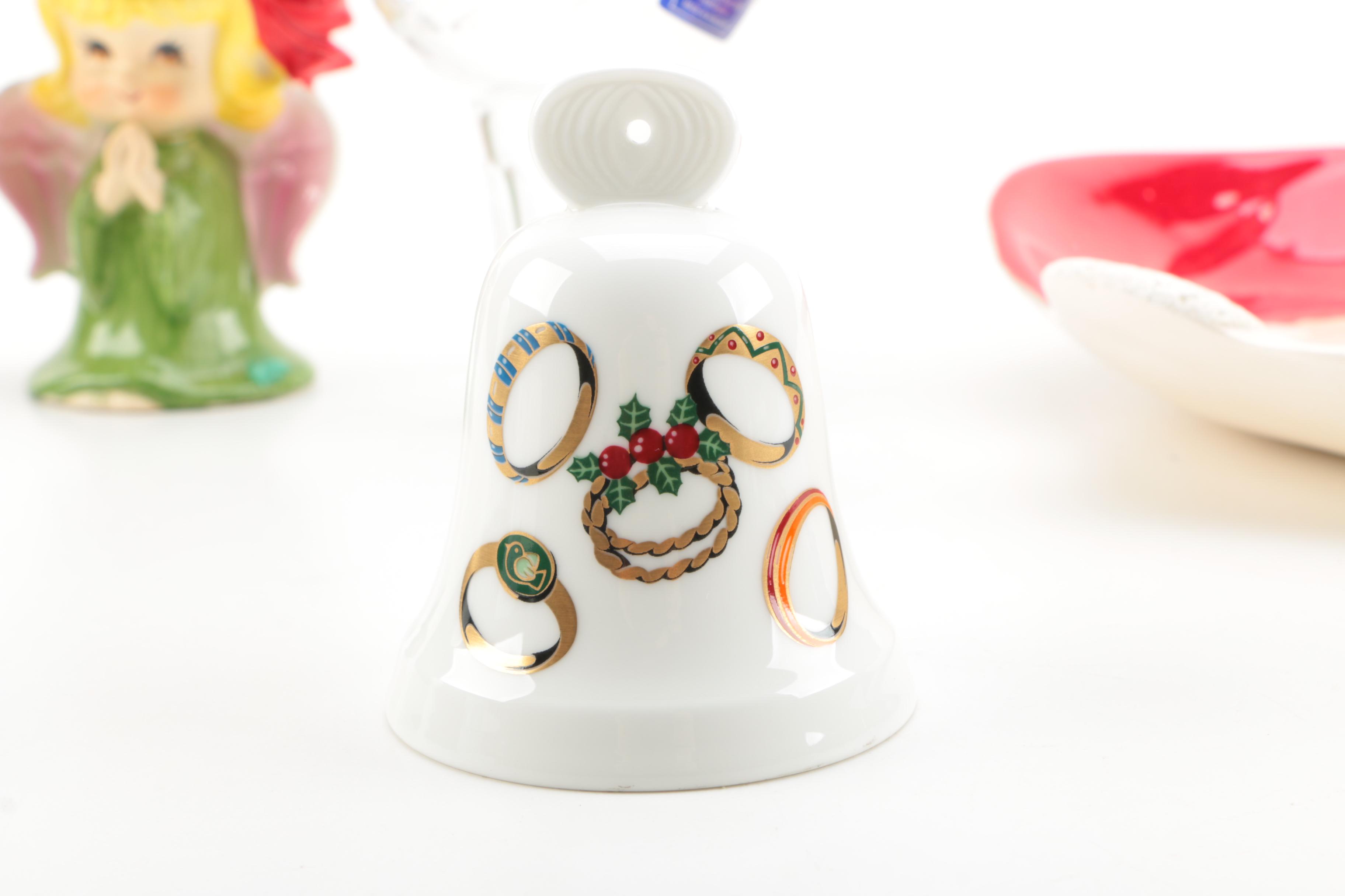 Christmas Decorations including a Godinger Ornament