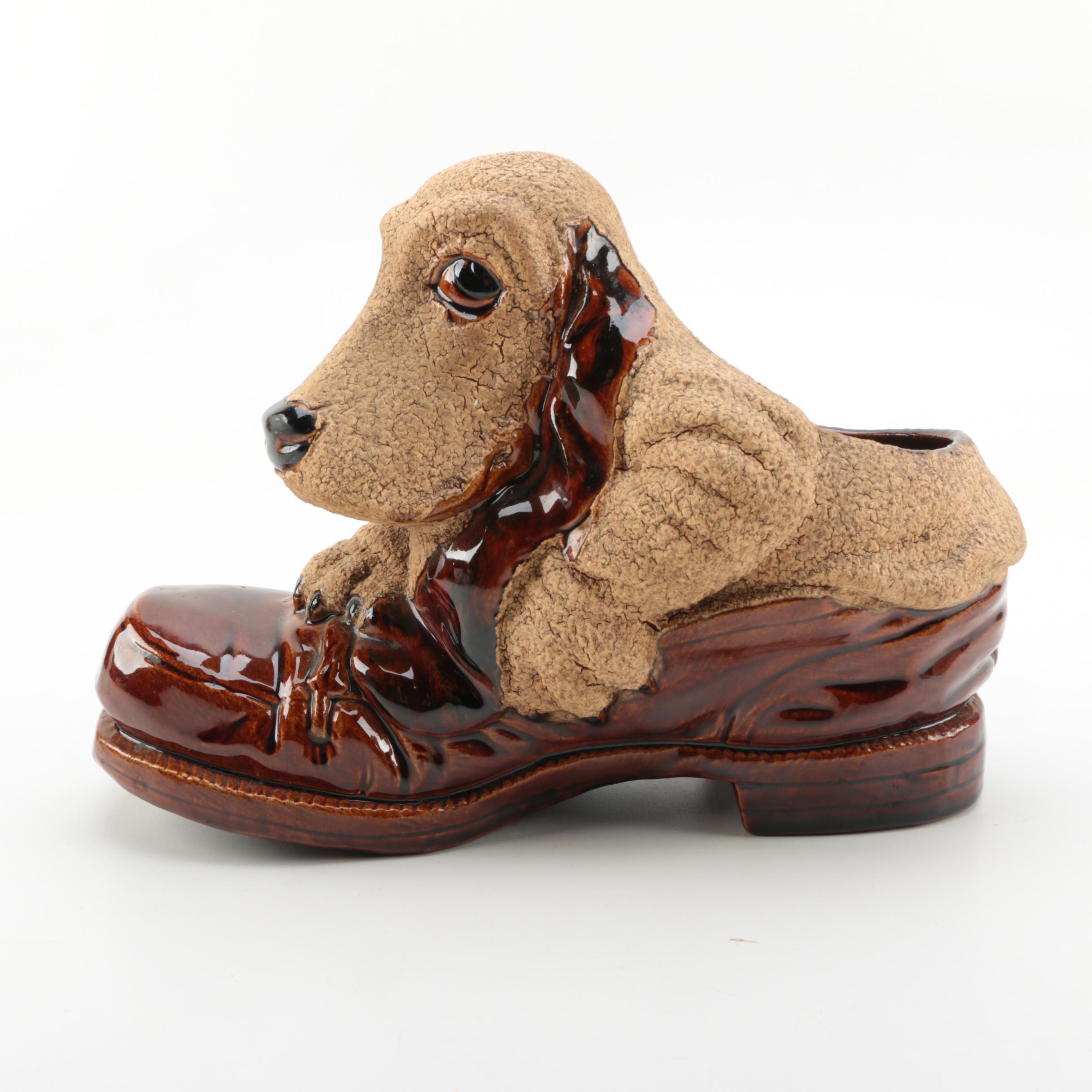 Haeger Ceramic Dog Statuette Trinket Dishes