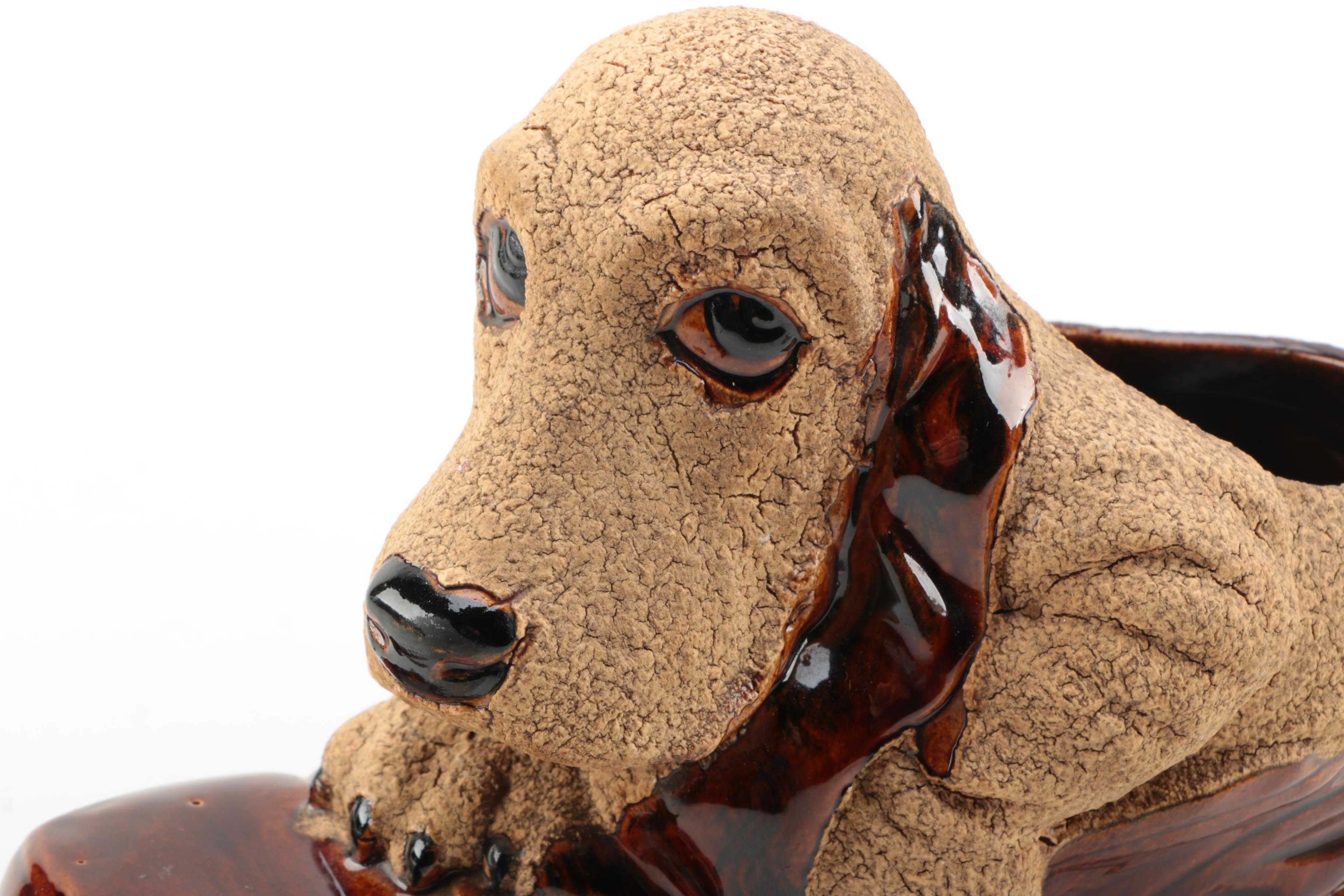 Haeger Ceramic Dog Statuette Trinket Dishes