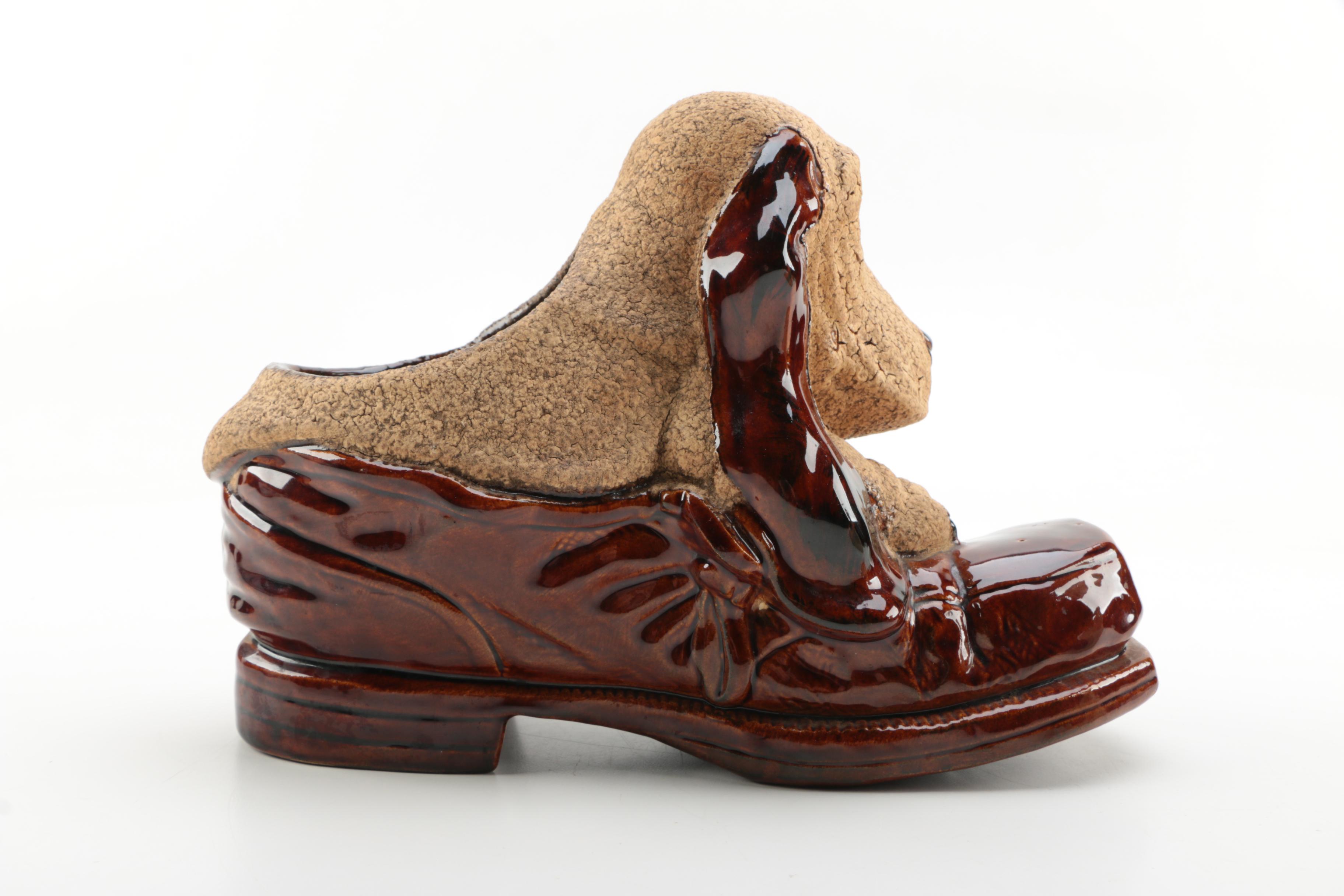 Haeger Ceramic Dog Statuette Trinket Dishes