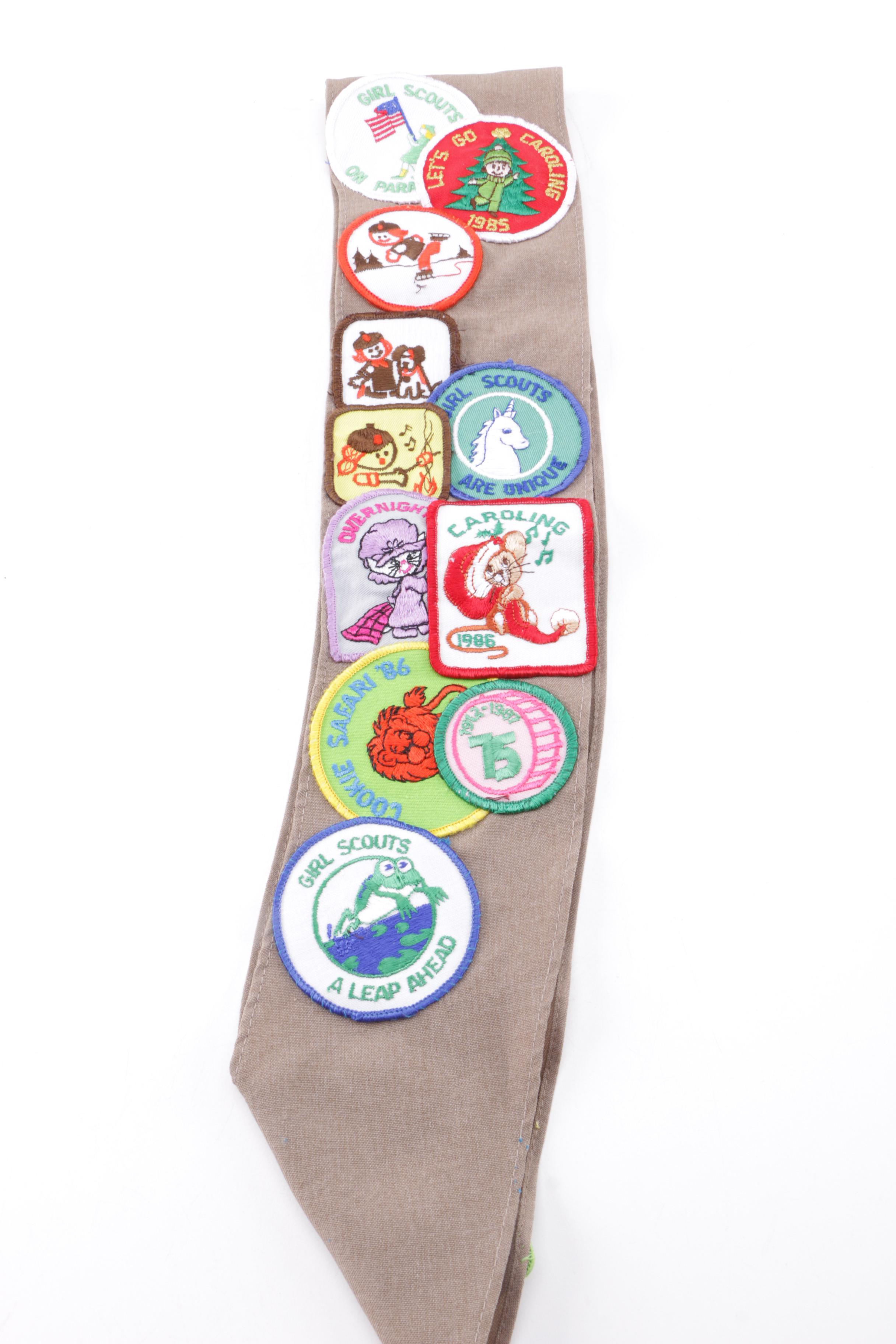 1980s Girl Scout Brownie Sash and Campbell Kids Toys