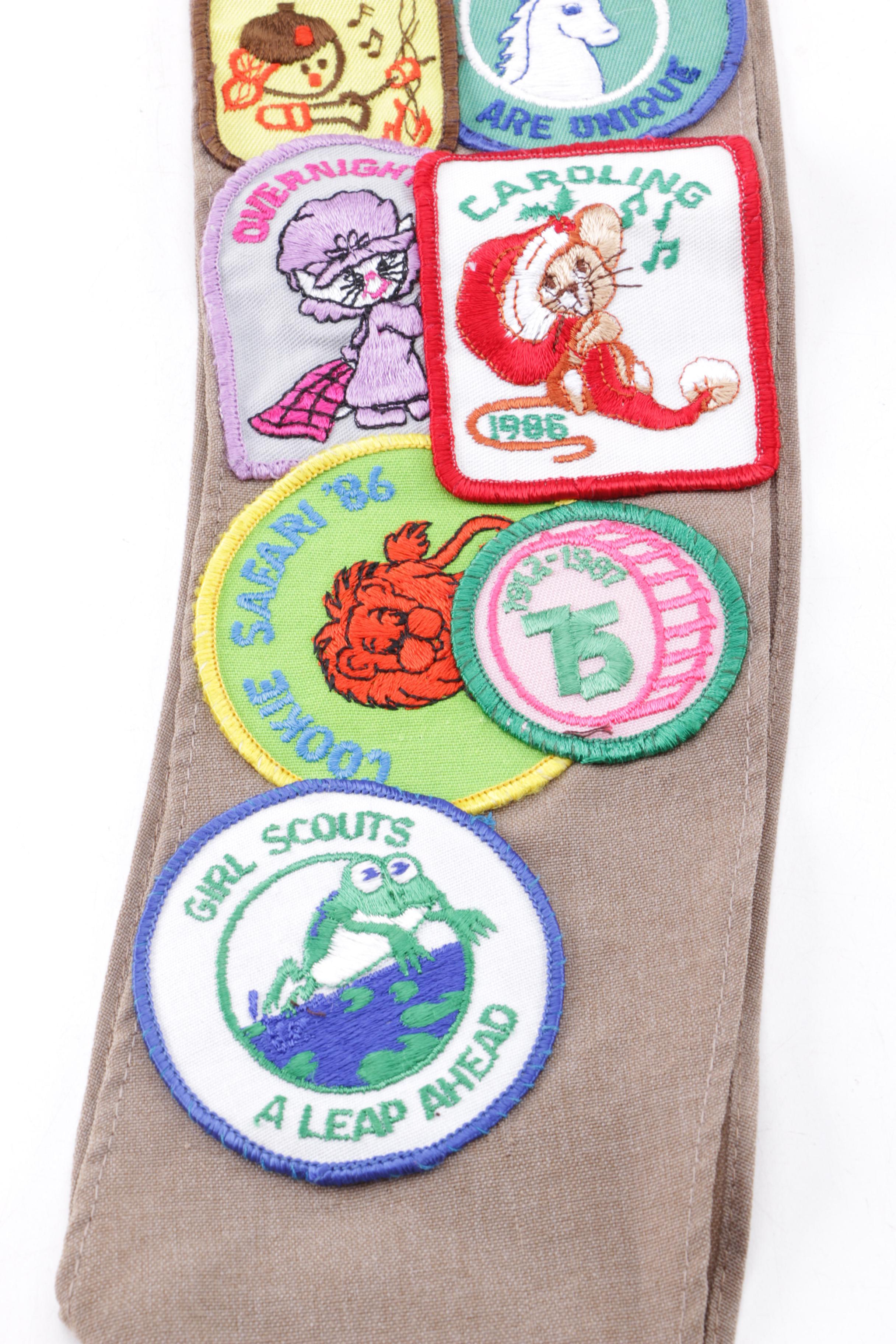 1980s Girl Scout Brownie Sash and Campbell Kids Toys