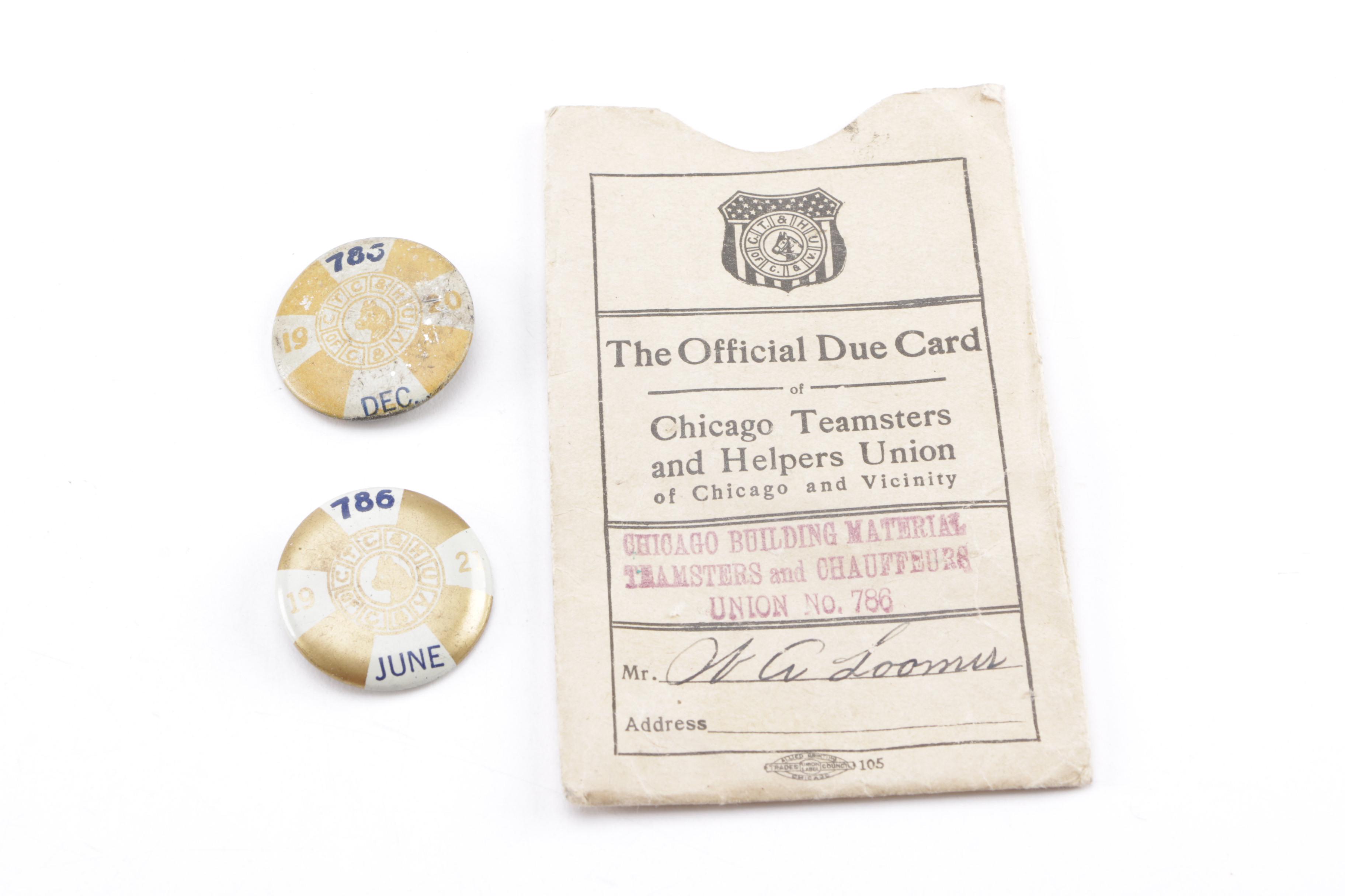 Cox/Roosevelt Campaign Button and Chicago Teamsters Union Ephemera