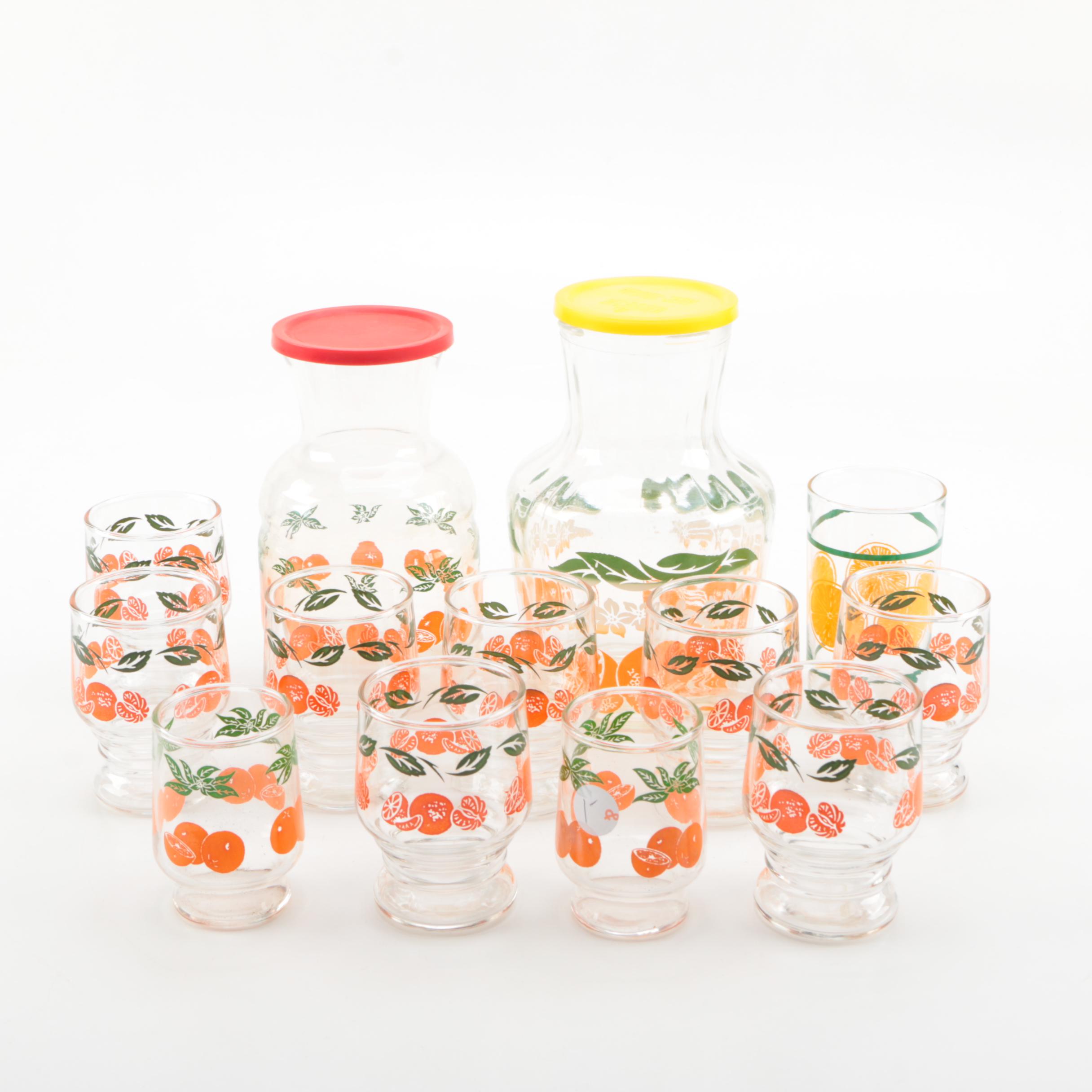 Vintage Orange-Themed Glassware
