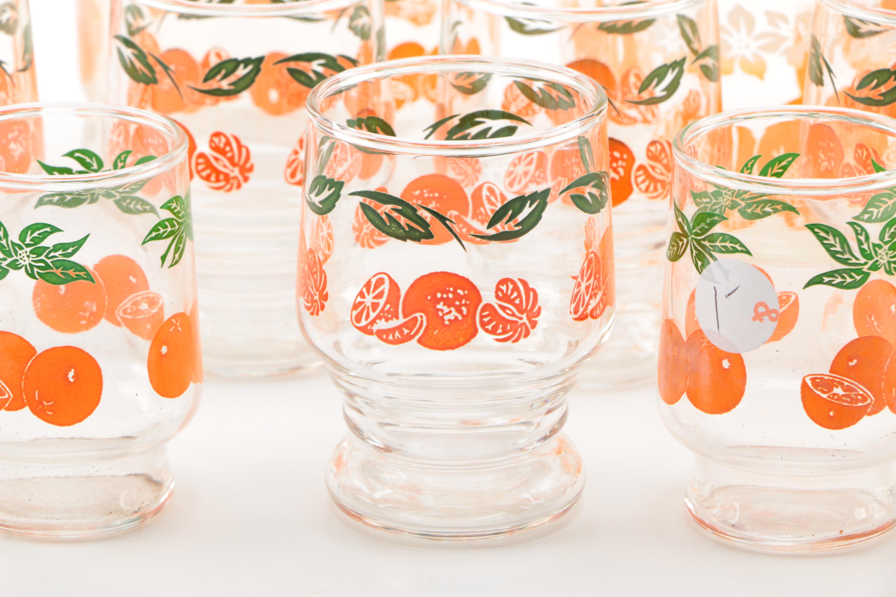 Vintage Orange-Themed Glassware