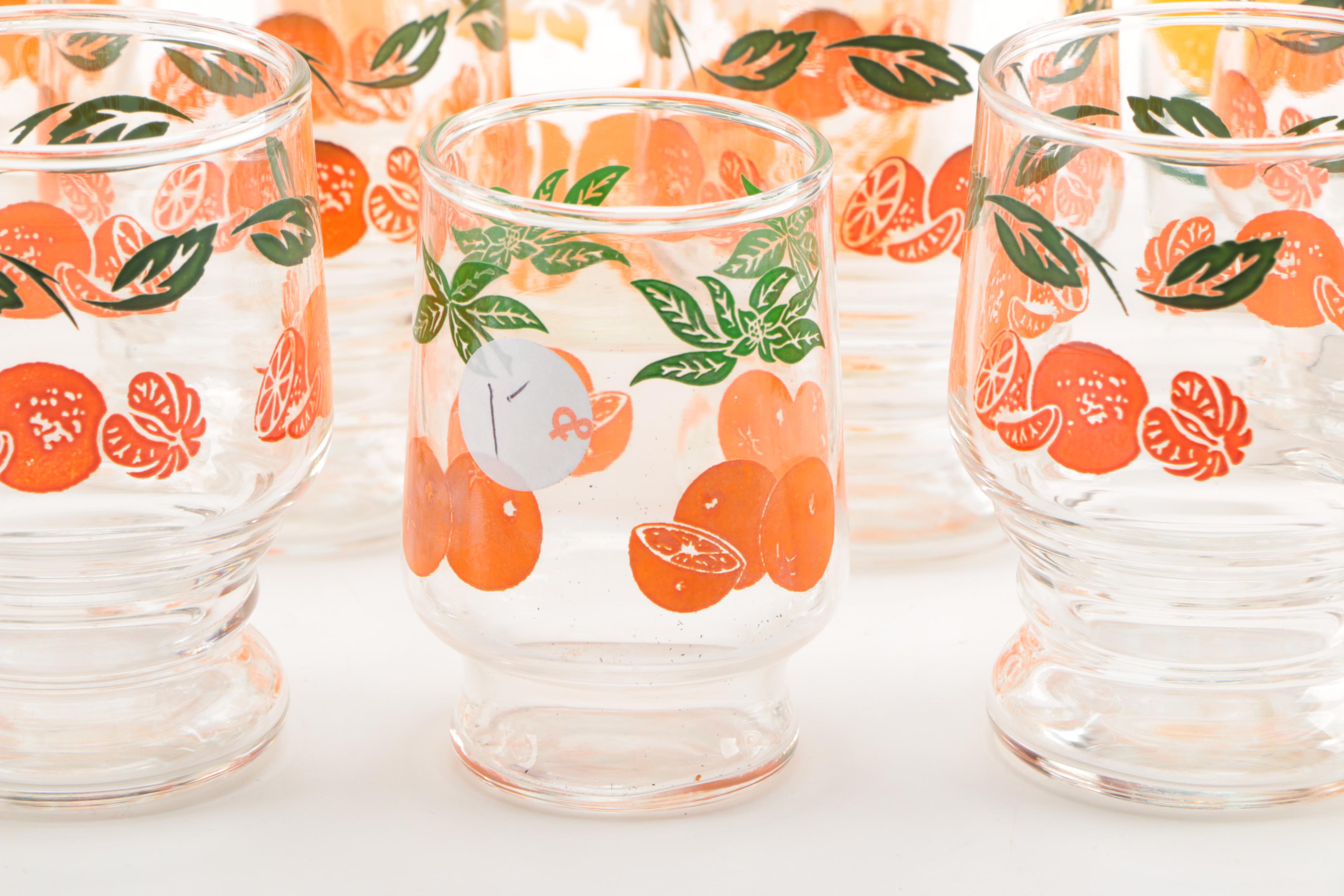 Vintage Orange-Themed Glassware