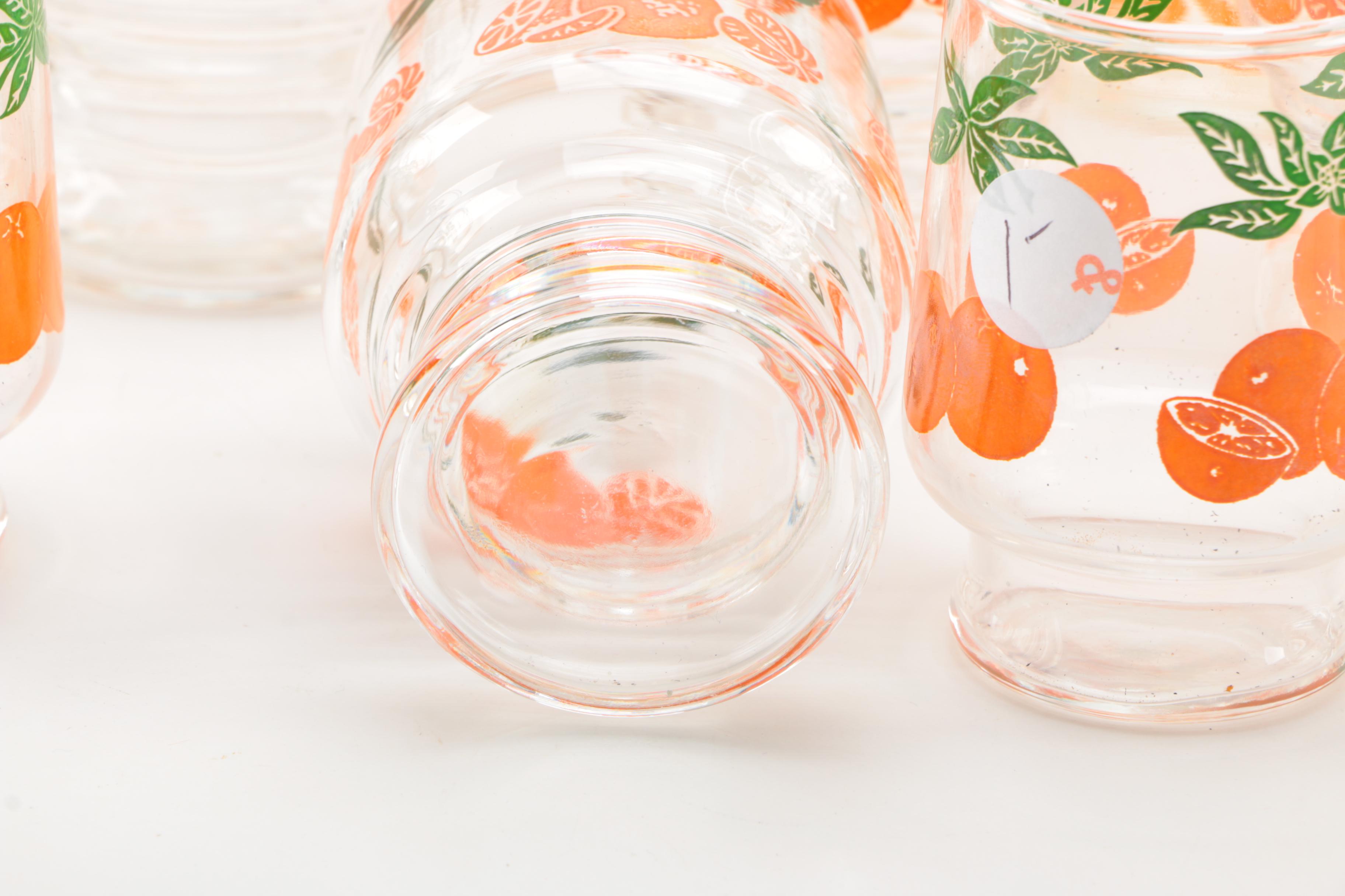 Vintage Orange-Themed Glassware