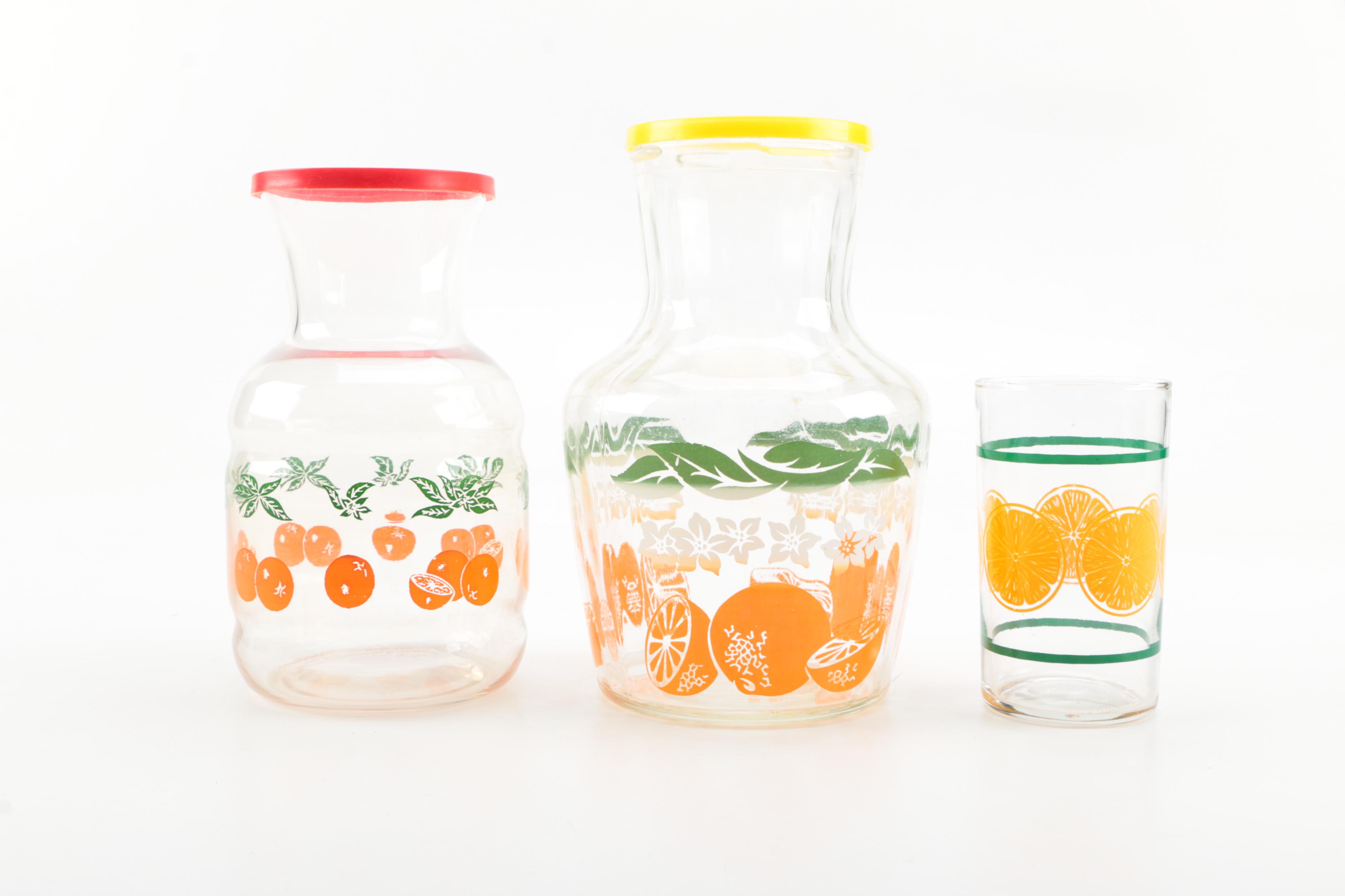 Vintage Orange-Themed Glassware