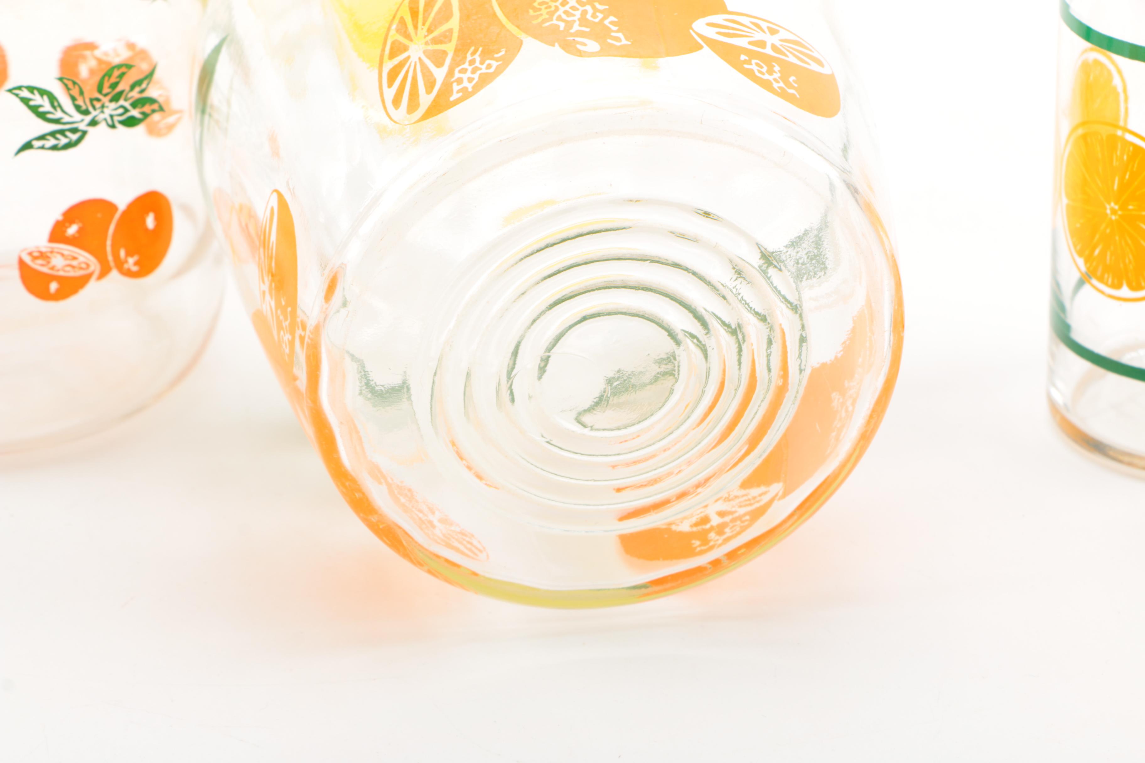 Vintage Orange-Themed Glassware