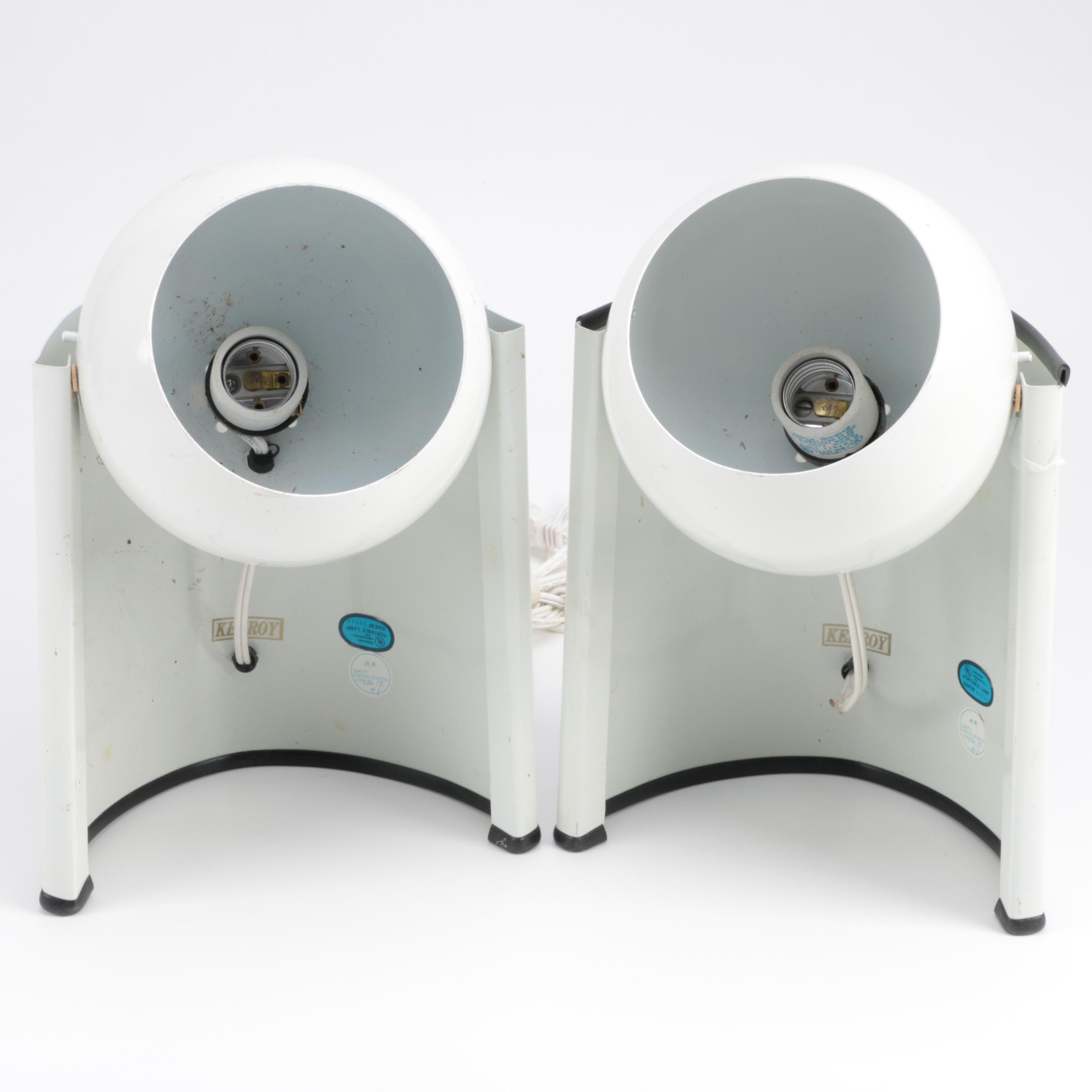 Vintage Mid Century Modern White Spotlight Desk Lamps by Kenroy