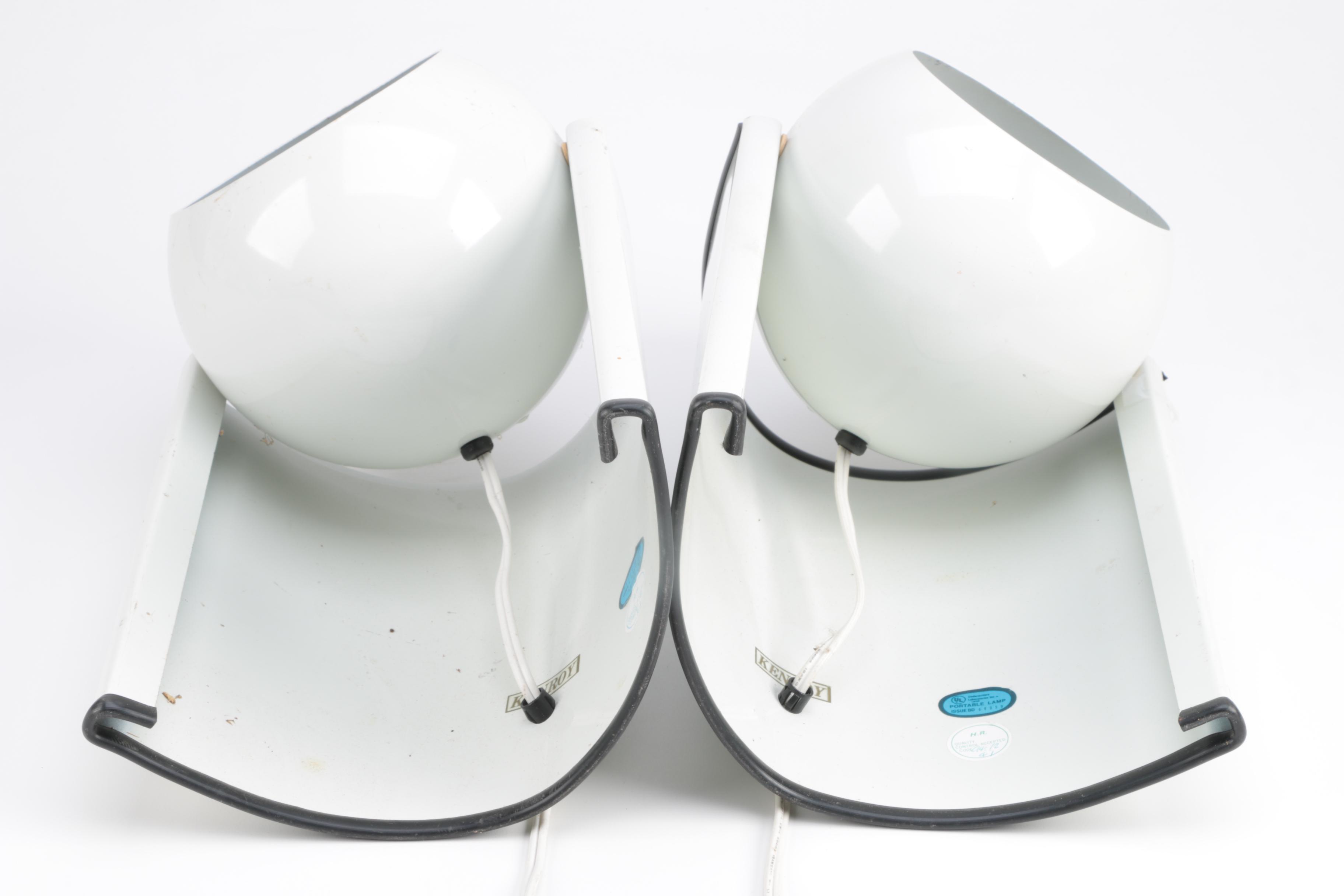 Vintage Mid Century Modern White Spotlight Desk Lamps by Kenroy