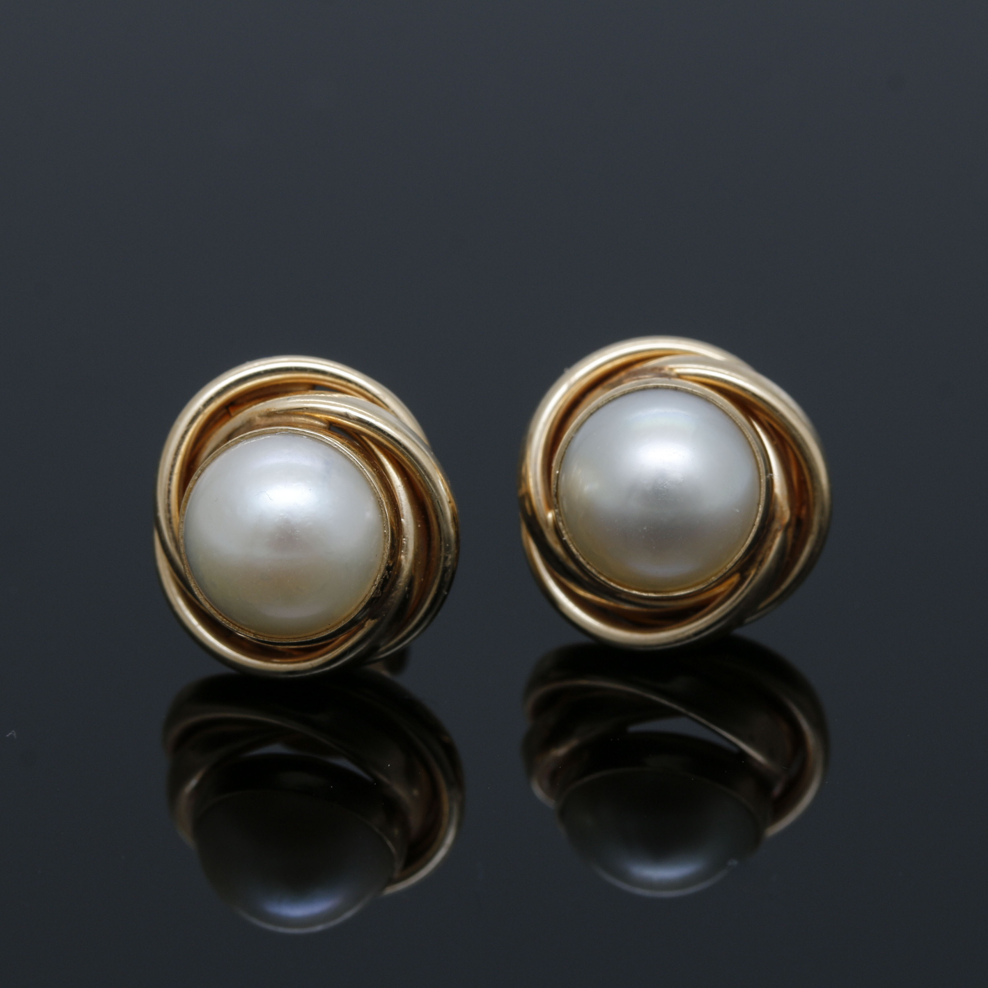 14K Yellow Gold Cultured Pearl Earrings