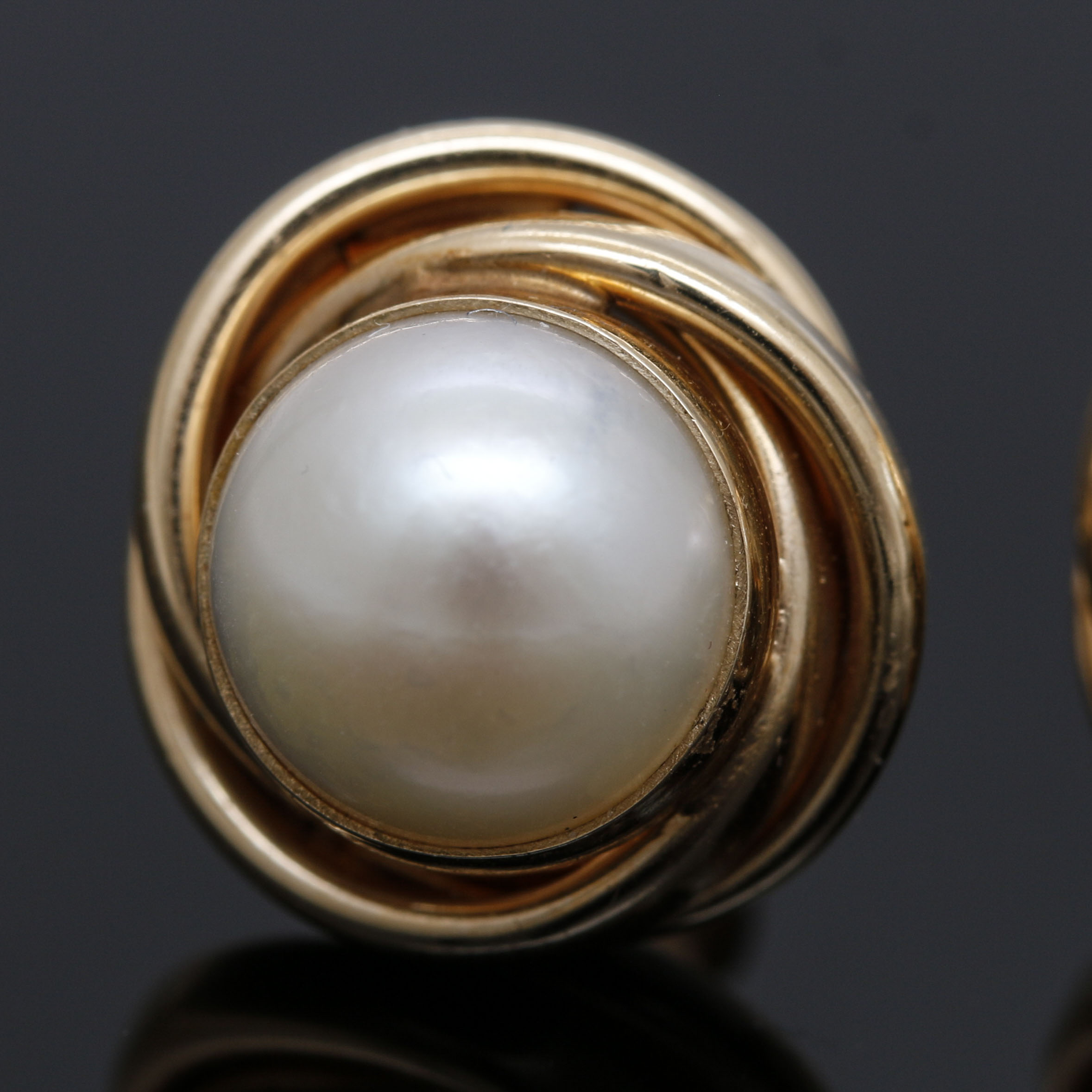 14K Yellow Gold Cultured Pearl Earrings