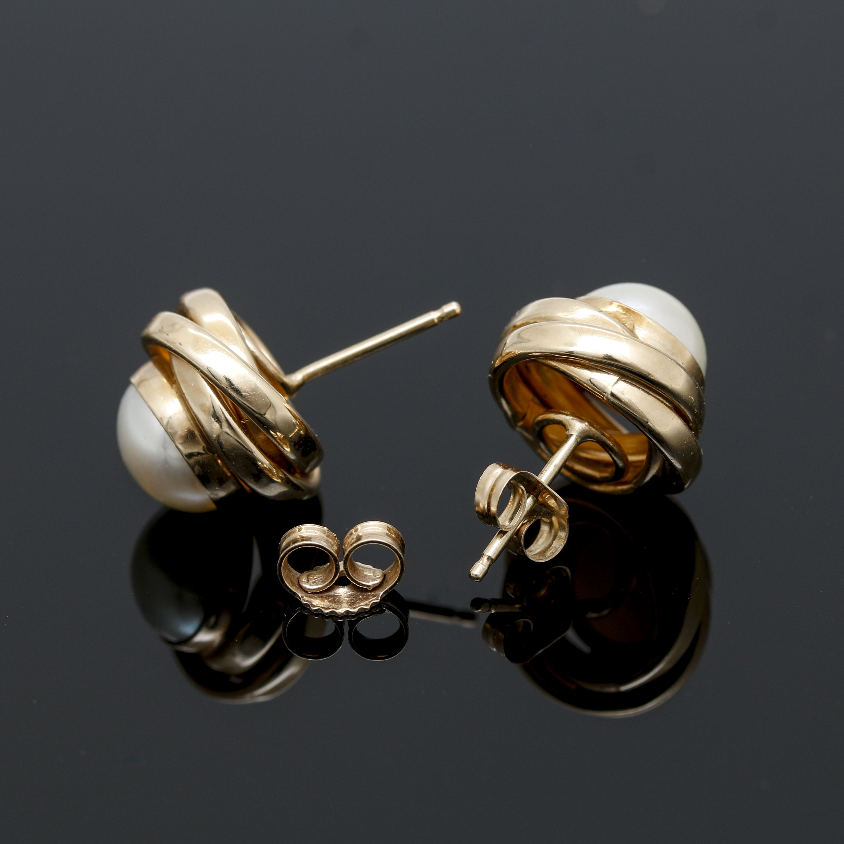 14K Yellow Gold Cultured Pearl Earrings