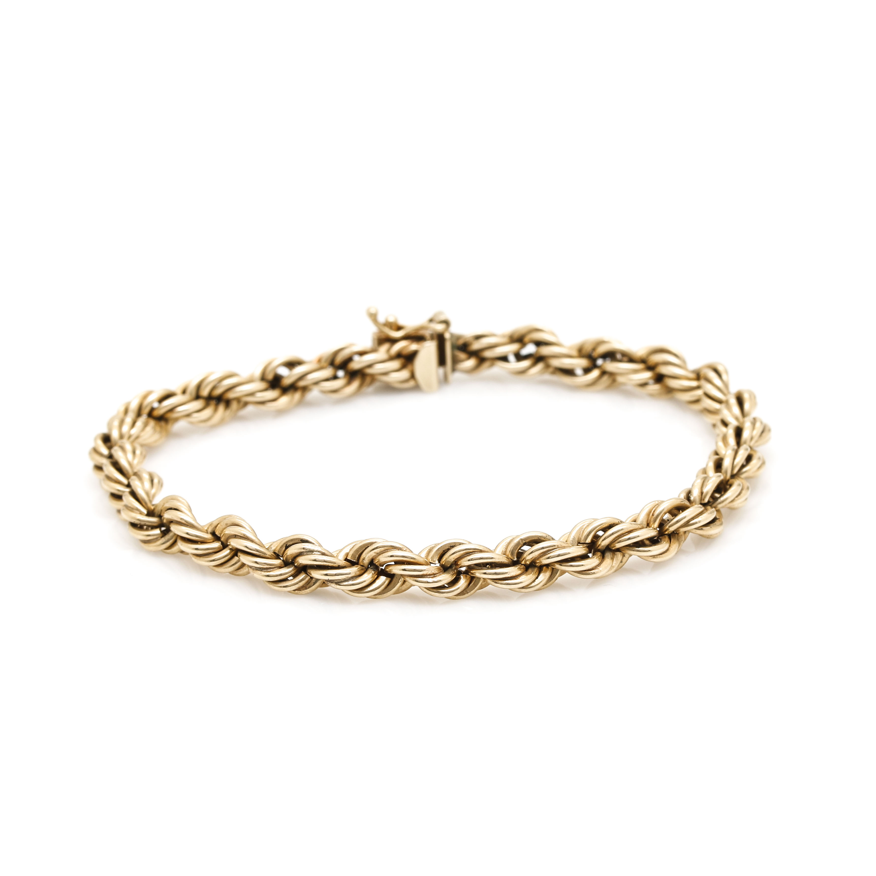 14K Yellow Gold Twisted Rope Chain Bracelet