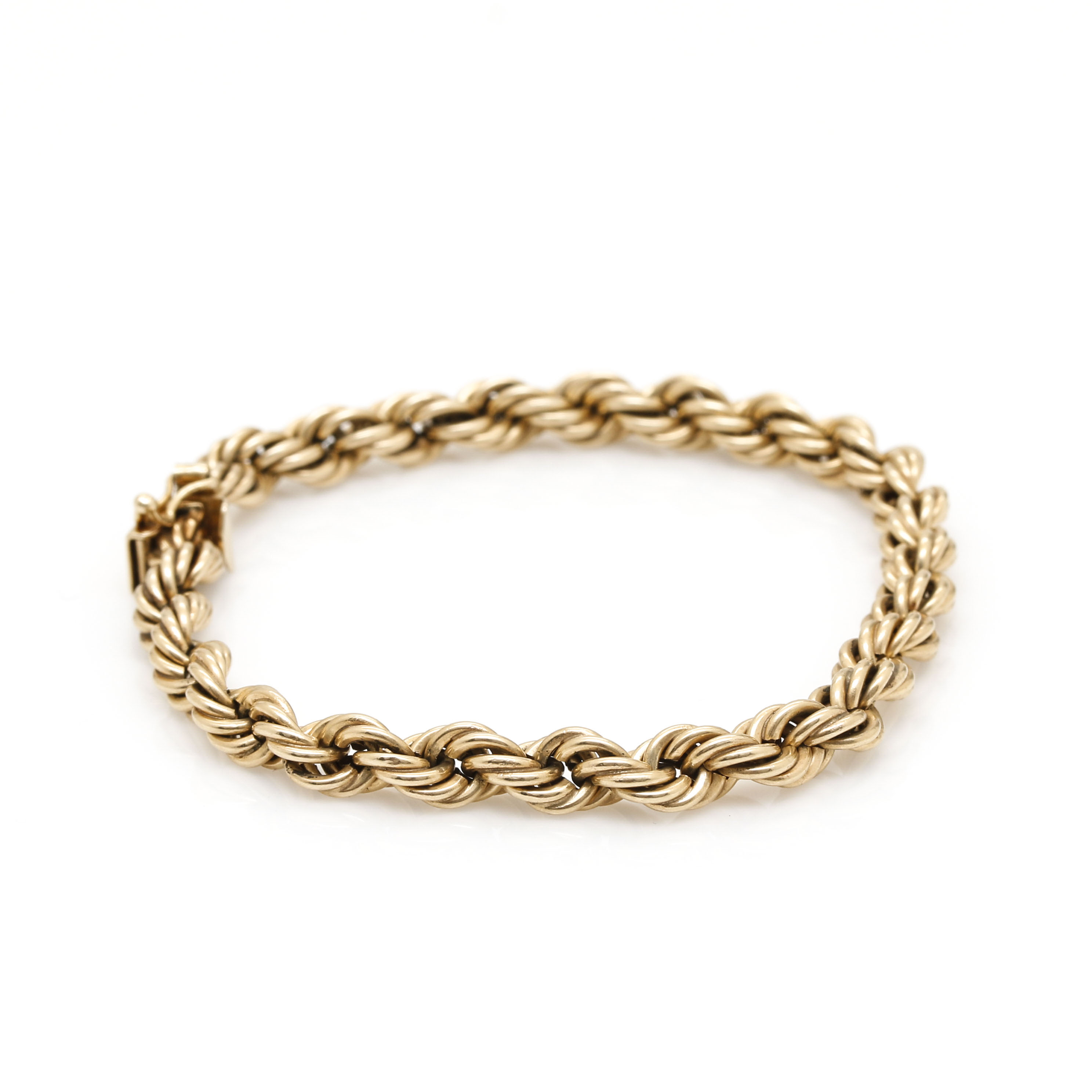 14K Yellow Gold Twisted Rope Chain Bracelet