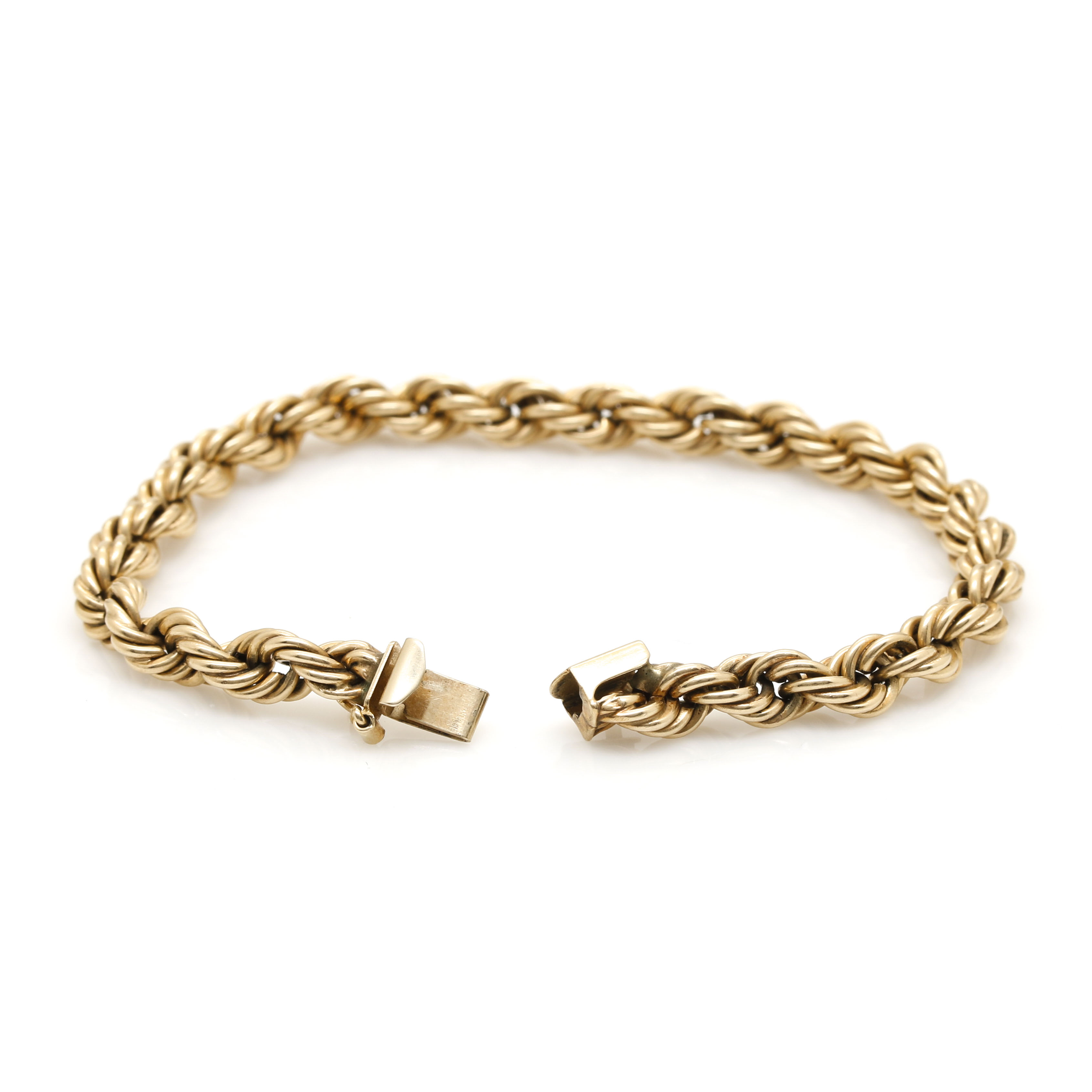 14K Yellow Gold Twisted Rope Chain Bracelet