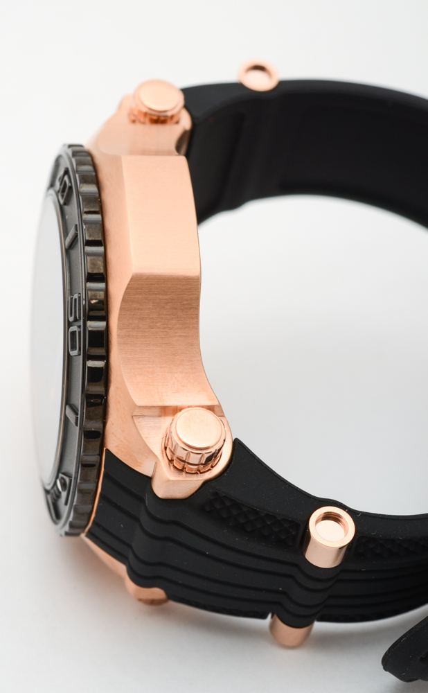 Aquaswiss Bolt 5H Rose-Tone Stainless Steel and Black Rubber Watch