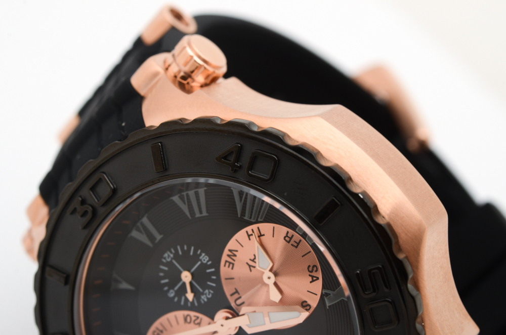 Aquaswiss Bolt 5H Rose-Tone Stainless Steel and Black Rubber Watch