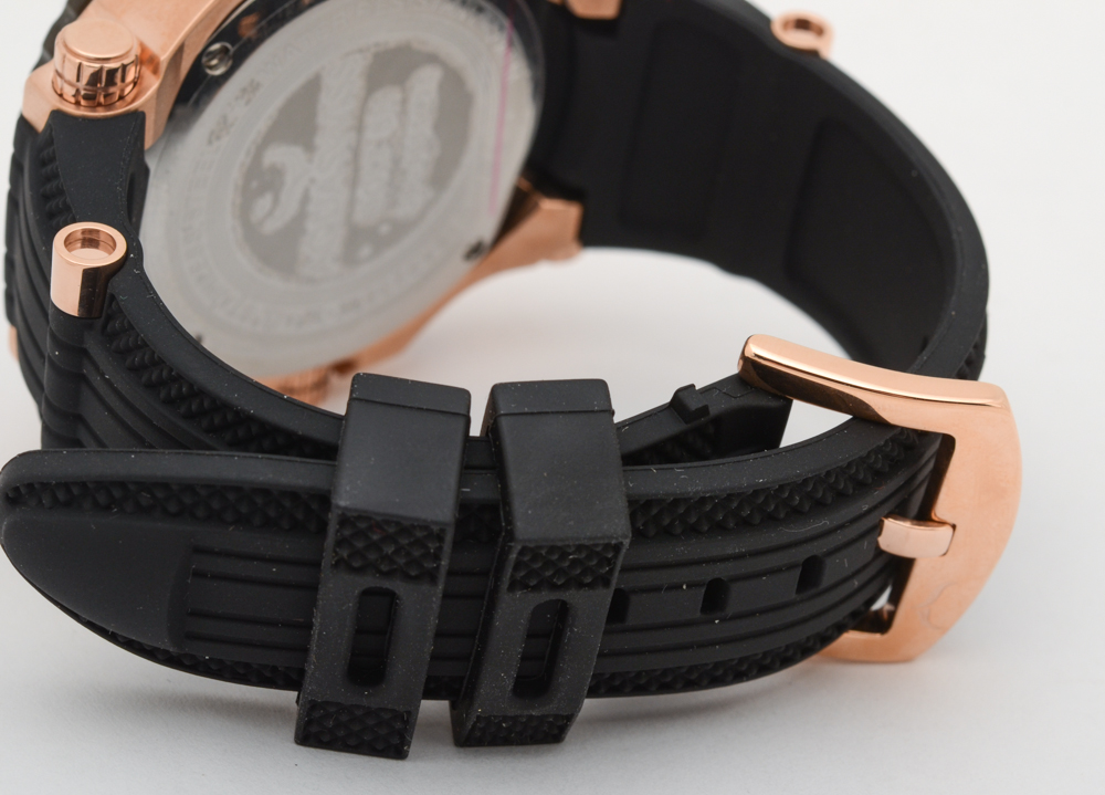 Aquaswiss Bolt 5H Rose-Tone Stainless Steel and Black Rubber Watch