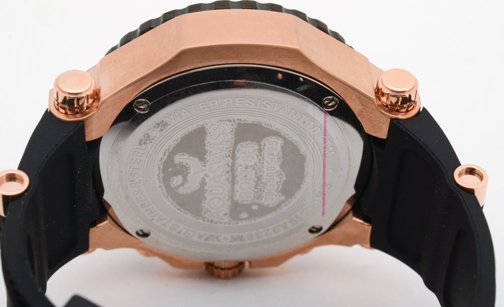 Aquaswiss Bolt 5H Rose-Tone Stainless Steel and Black Rubber Watch