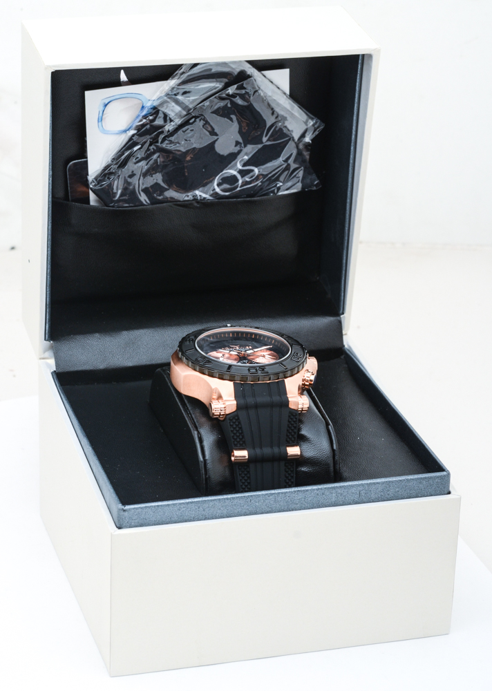 Aquaswiss Bolt 5H Rose-Tone Stainless Steel and Black Rubber Watch