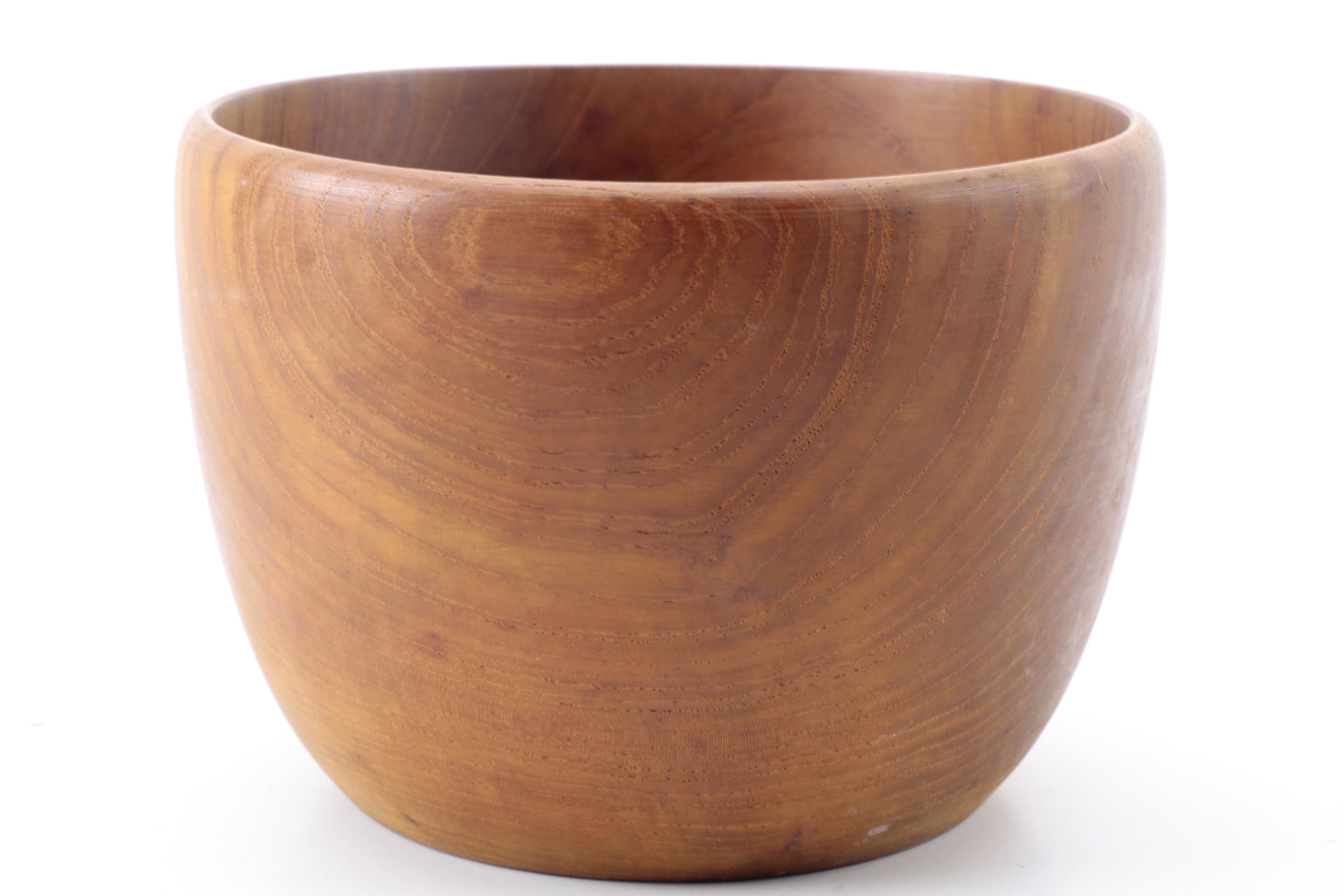 Scandinavian Teak Wood Bowl Circa 1970s with Danish Candlesticks