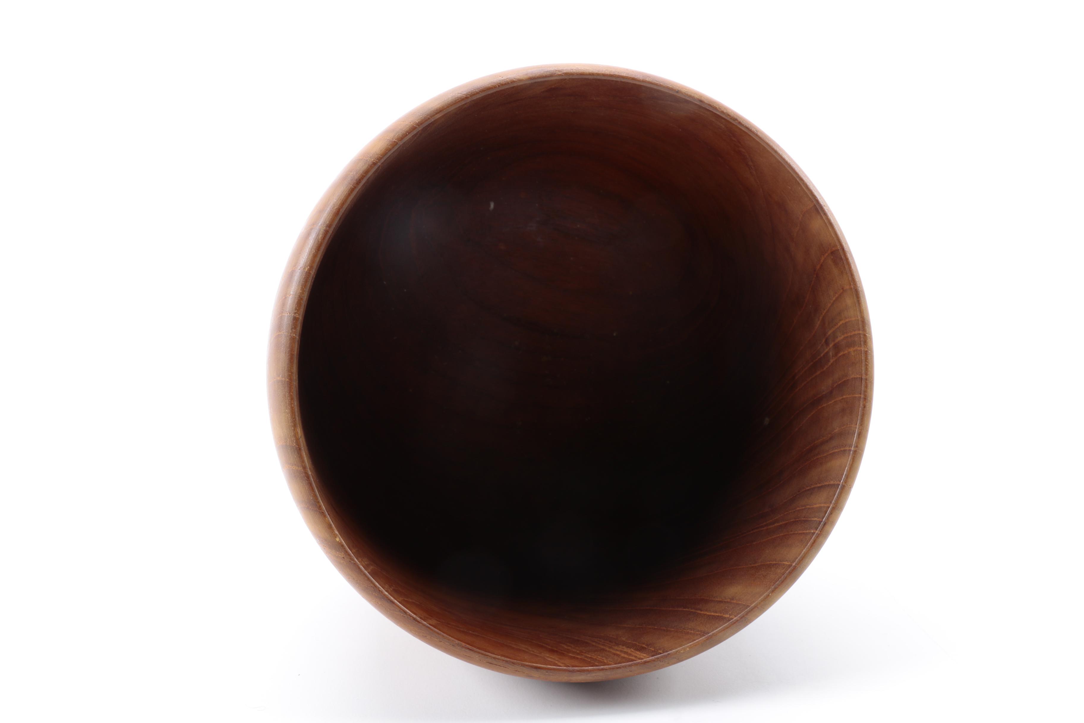 Scandinavian Teak Wood Bowl Circa 1970s with Danish Candlesticks