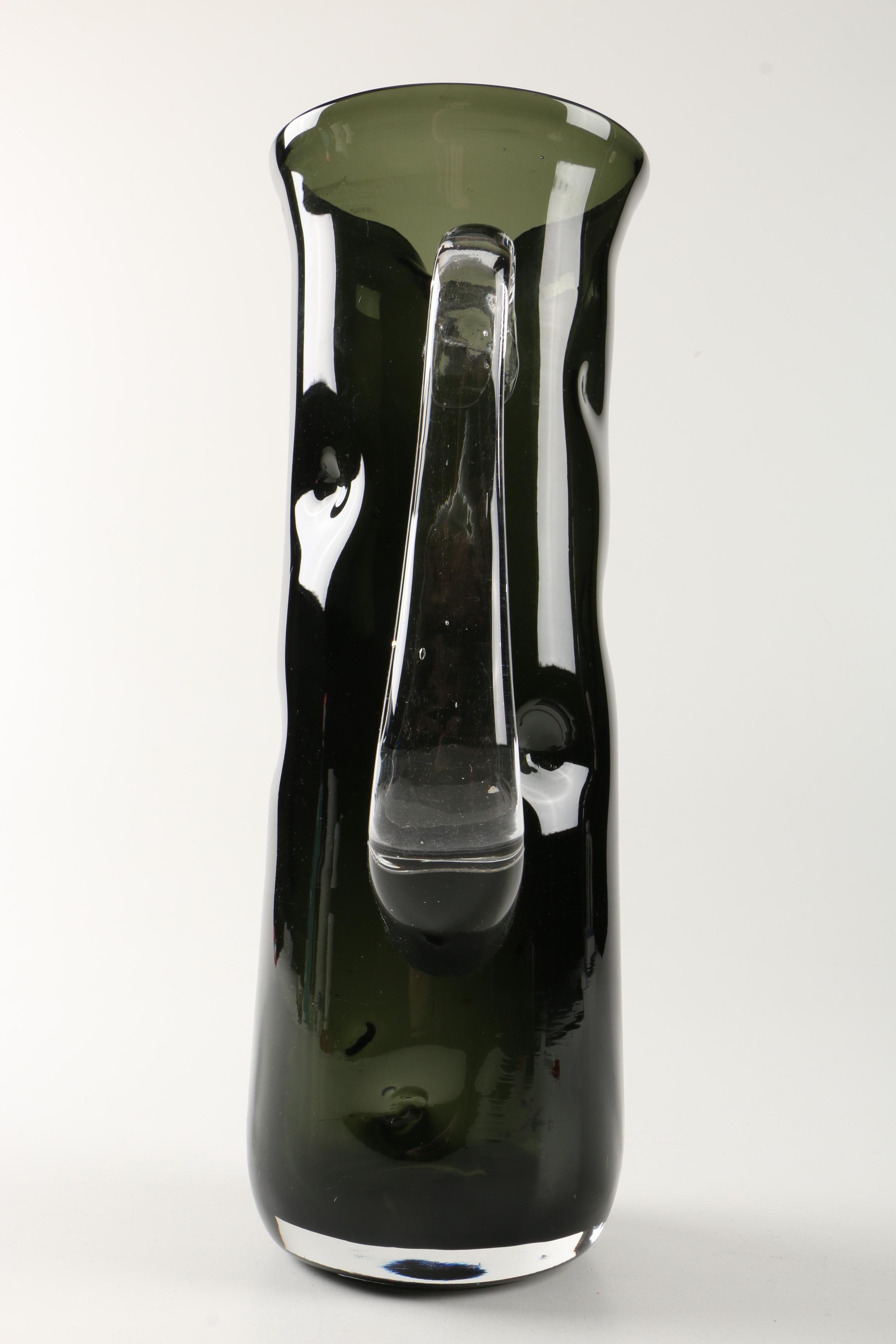 Dark Green Blenko Glass Pitcher