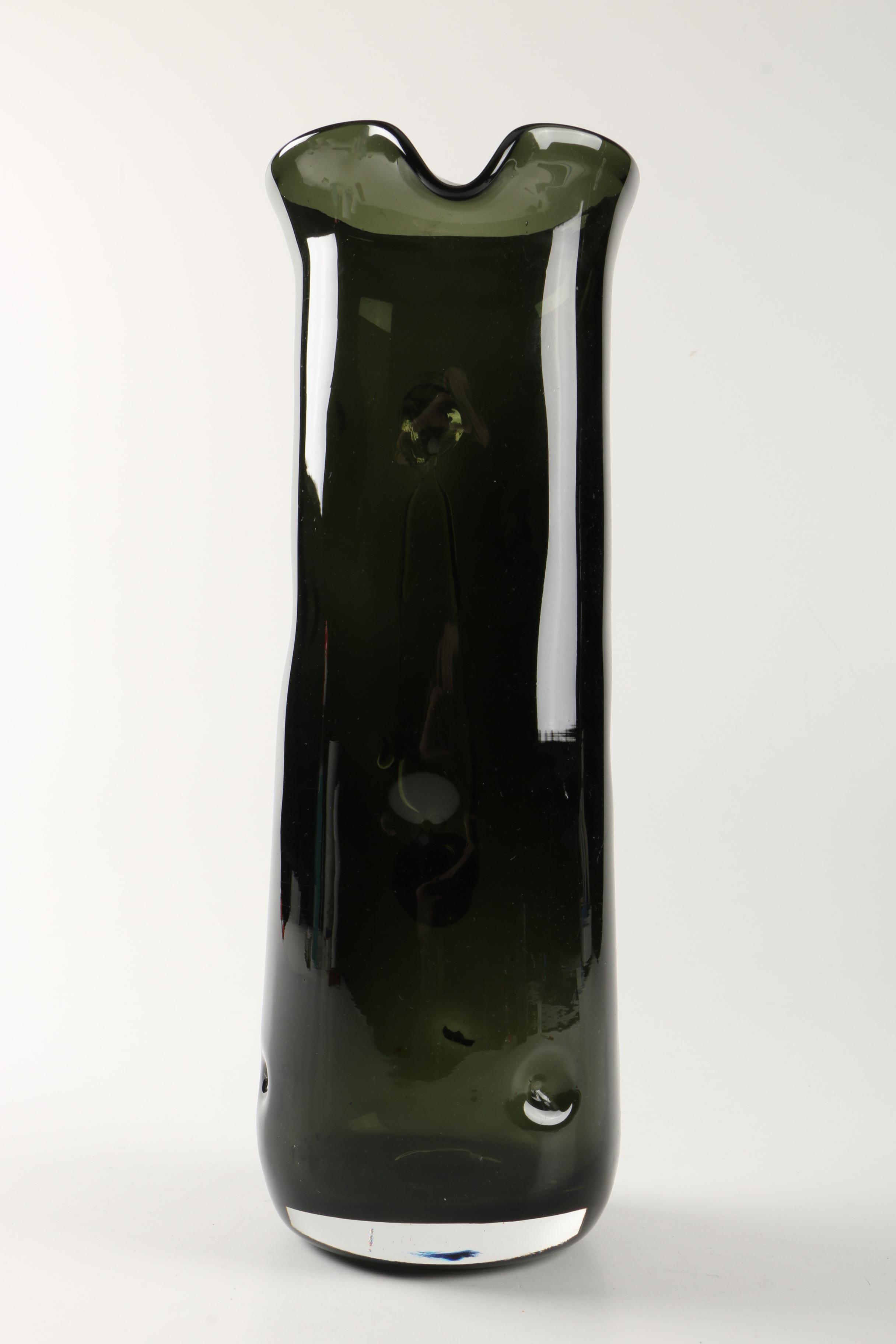 Dark Green Blenko Glass Pitcher