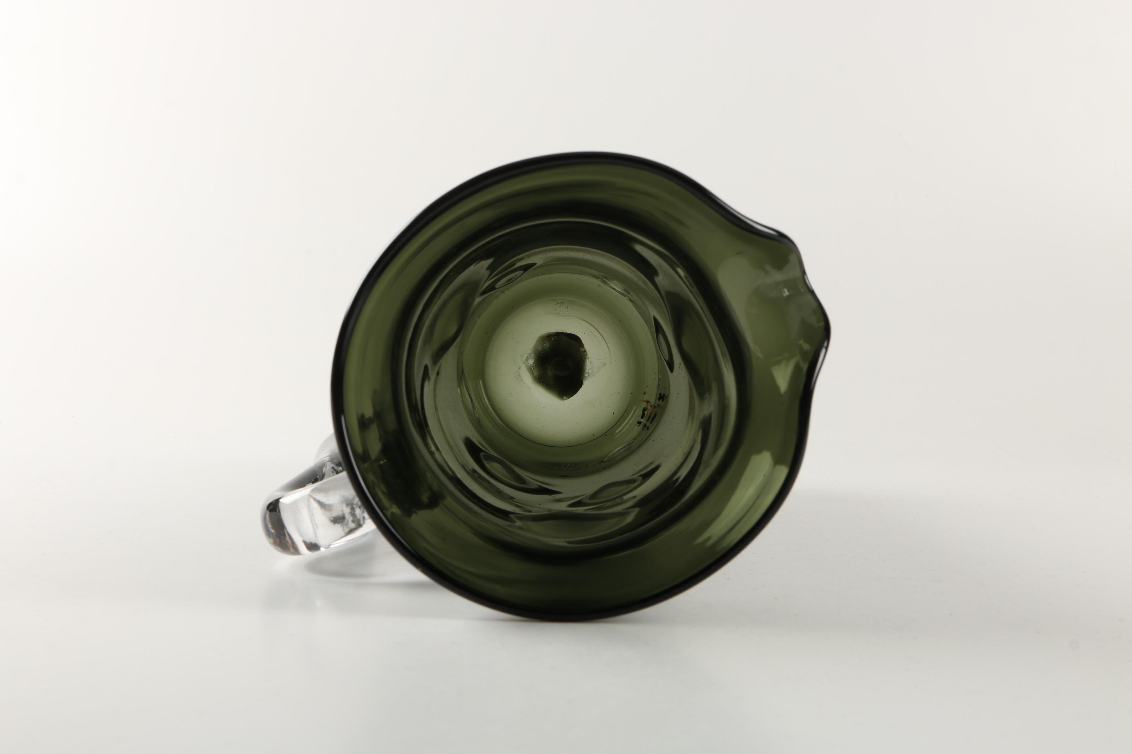 Dark Green Blenko Glass Pitcher
