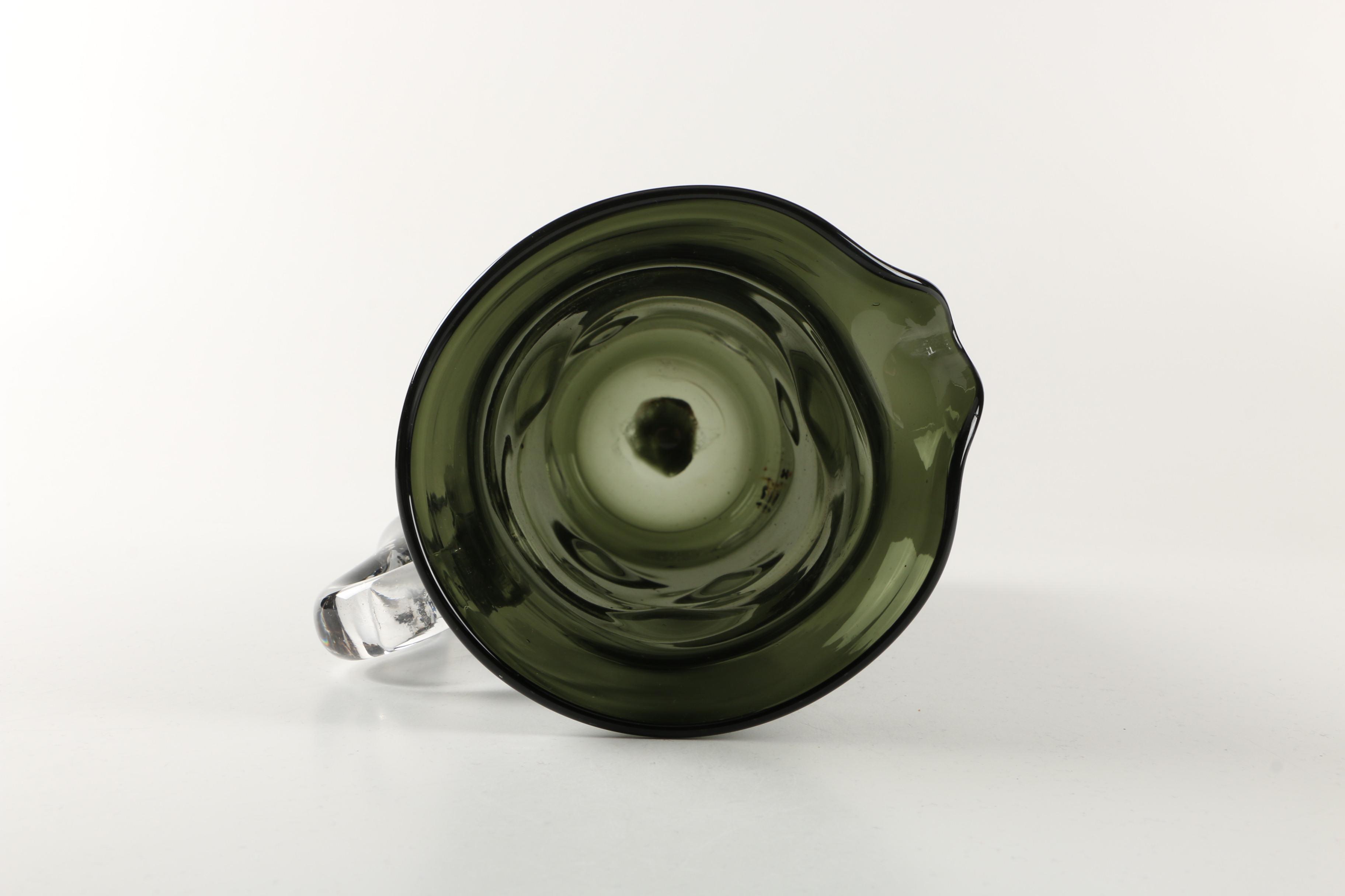 Dark Green Blenko Glass Pitcher