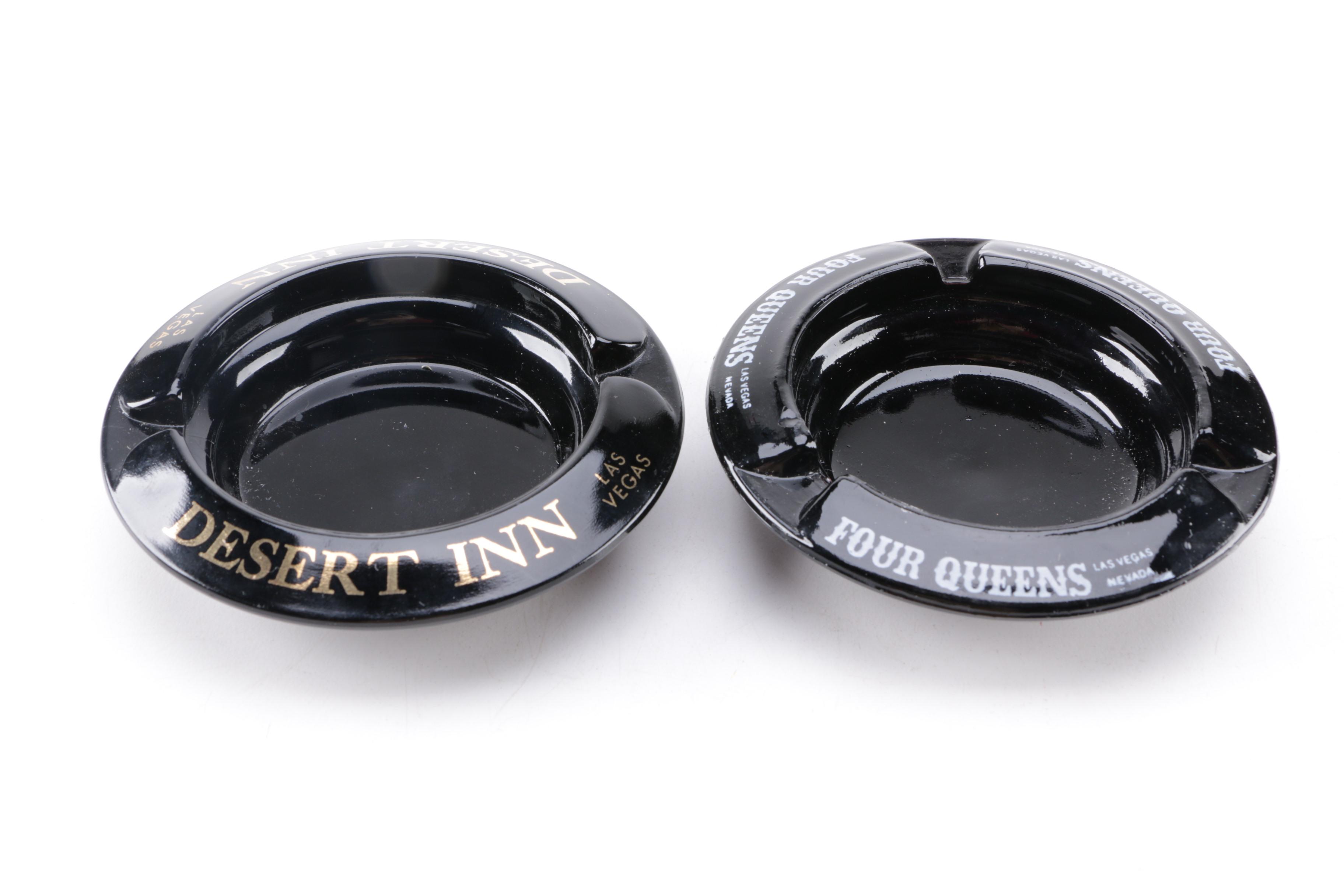 Oil Can, Souvenir Plate, and Ashtrays Including Las Vegas Collectibles