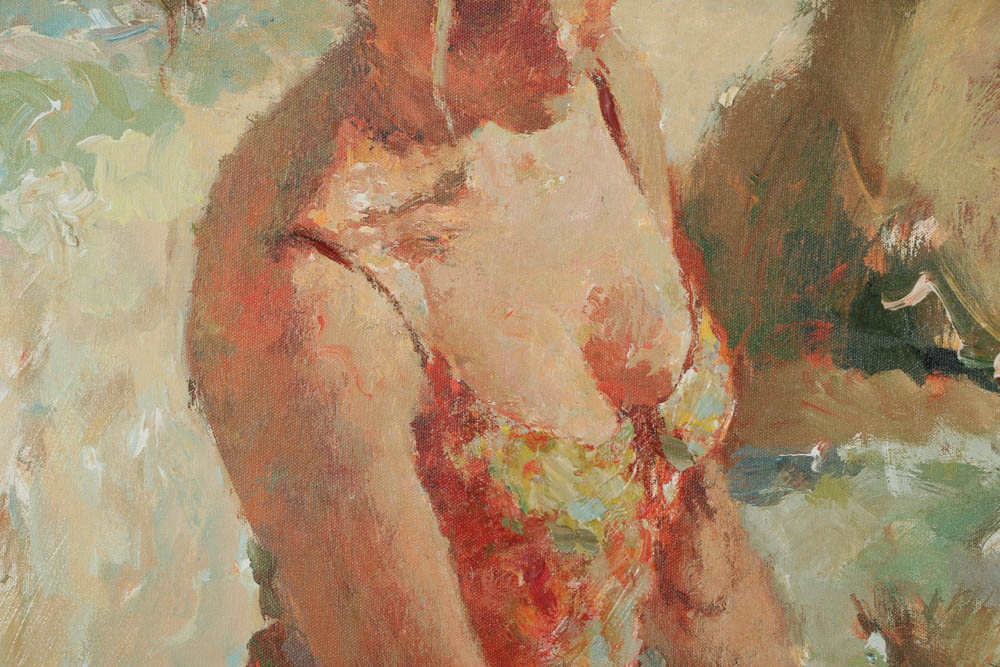 Hua Chen Limited Edition Prints on Canvas "Leisure Time" and "After the Bath"