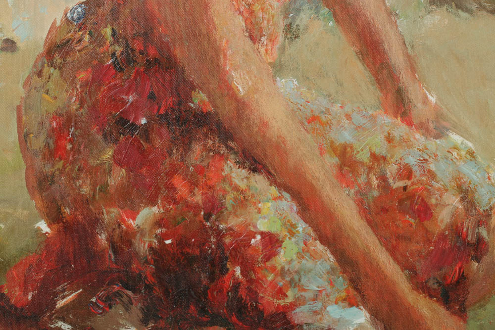 Hua Chen Limited Edition Prints on Canvas "Leisure Time" and "After the Bath"