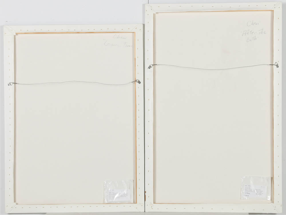 Hua Chen Limited Edition Prints on Canvas "Leisure Time" and "After the Bath"