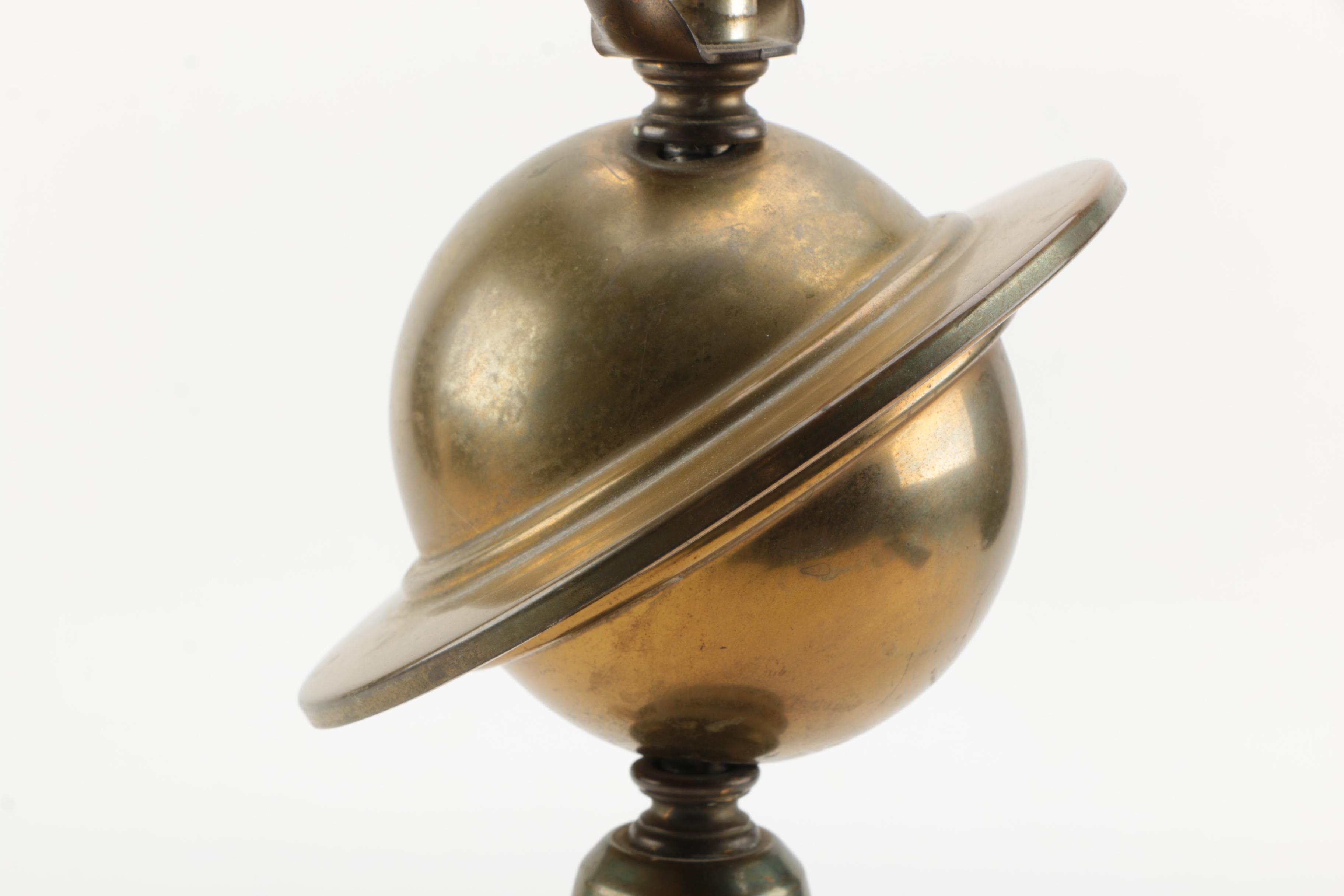 Mid Century Modern Brass and Metal Saturn Table Lamp