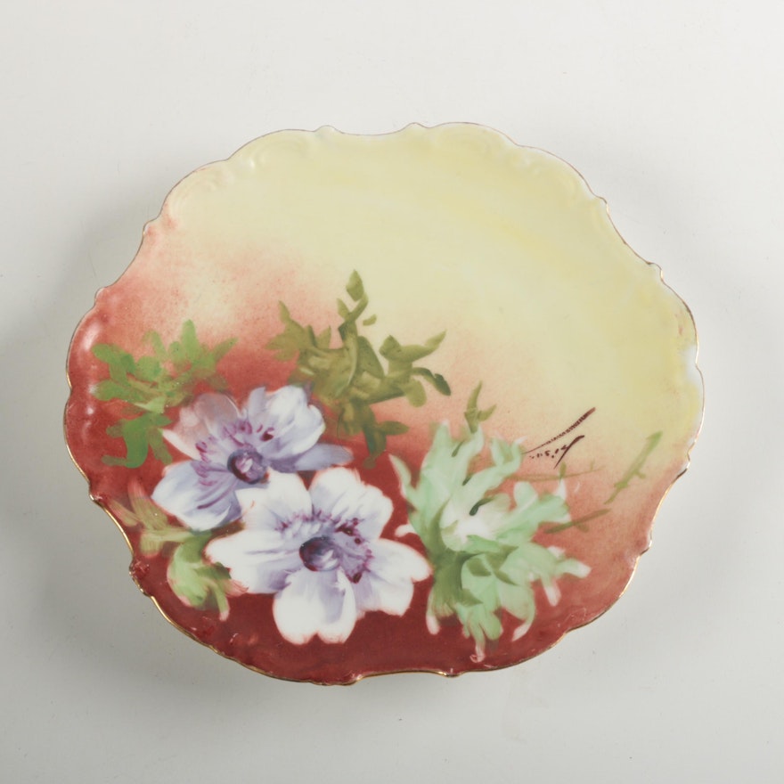 Antique Flambeau Limoges Hand-Painted Porcelain Plate