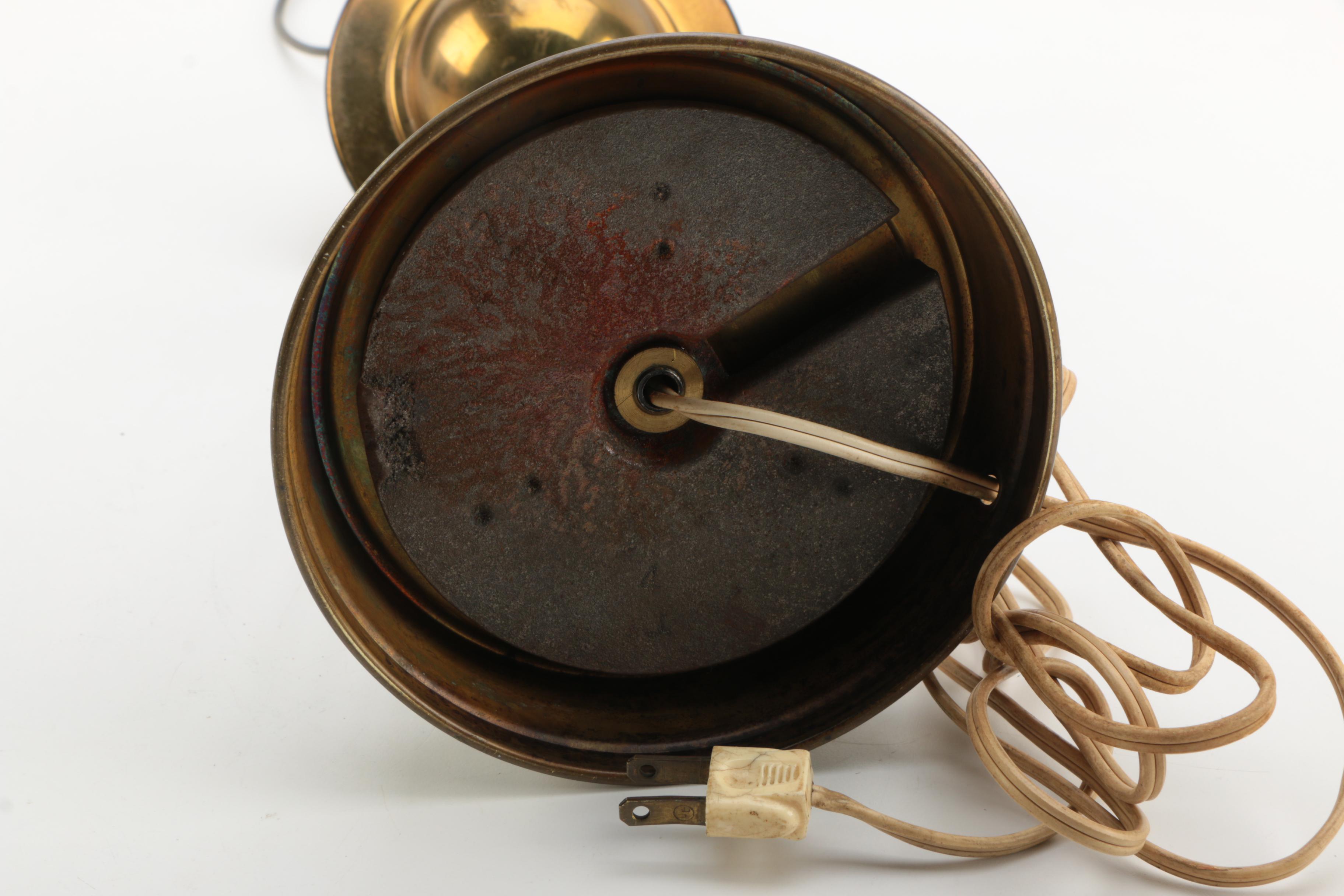 Mid Century Modern Brass and Metal Saturn Table Lamp