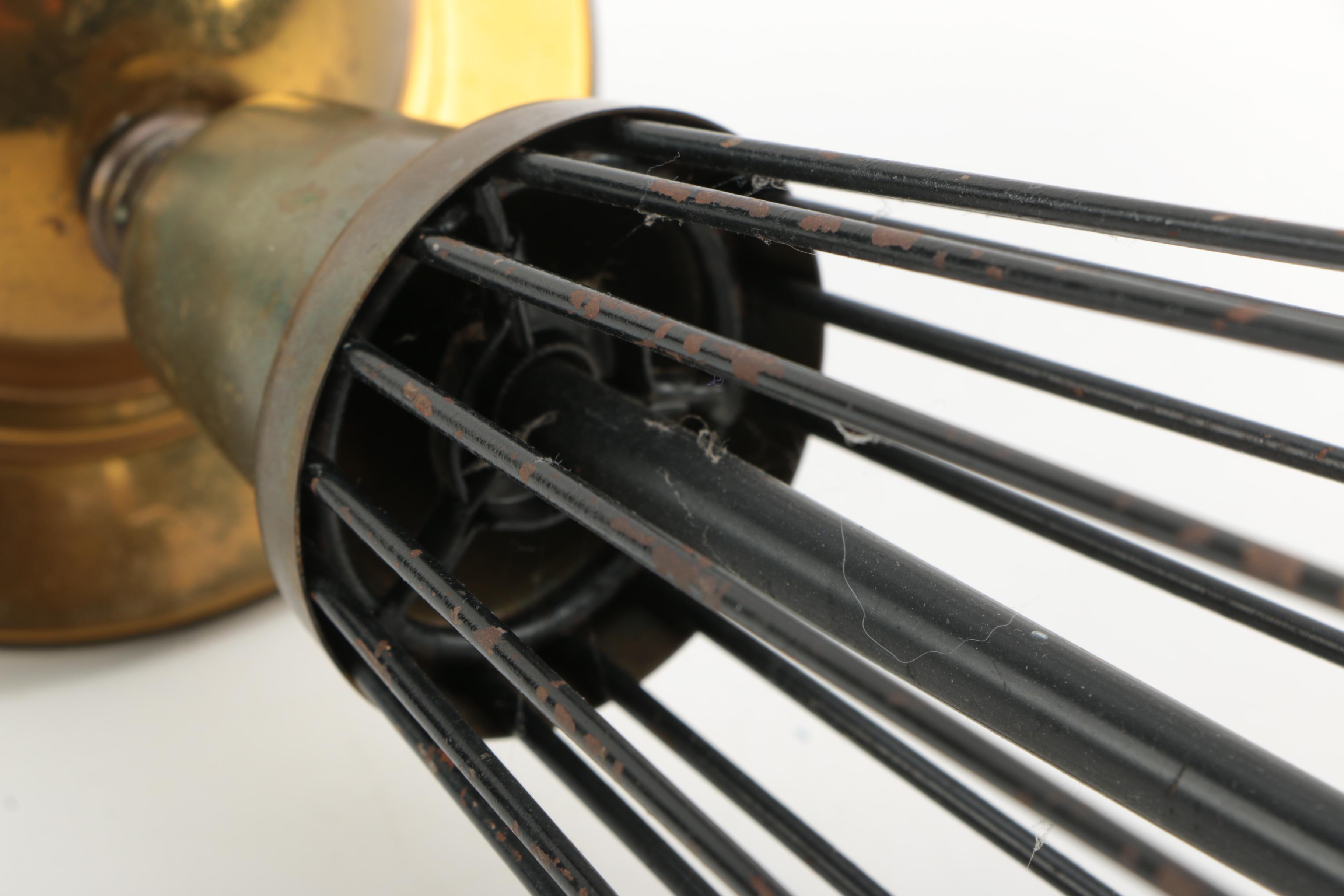 Mid Century Modern Brass and Metal Saturn Table Lamp