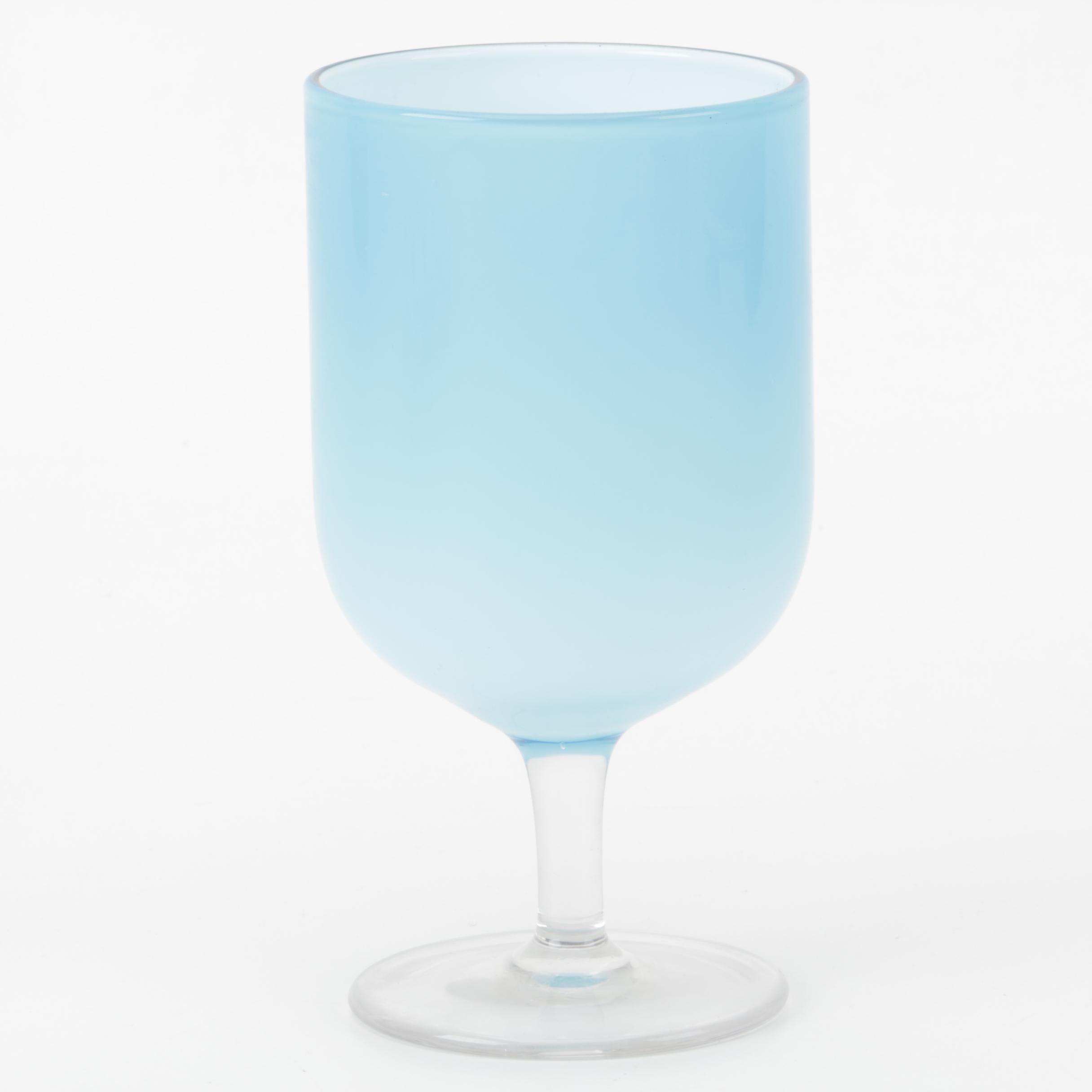 Set of Johnathan Adler Pastel Blue Glass Goblets