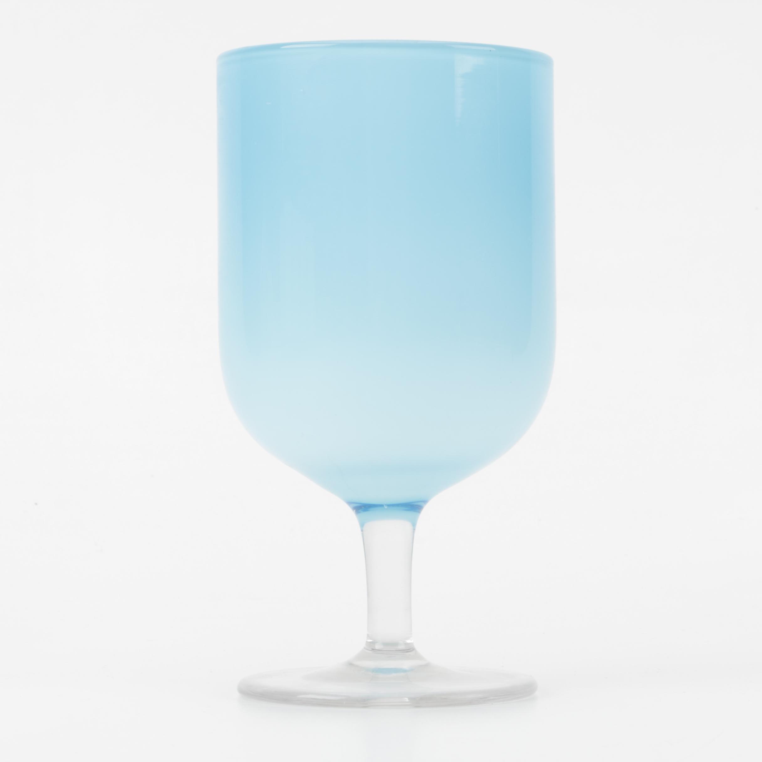 Set of Johnathan Adler Pastel Blue Glass Goblets